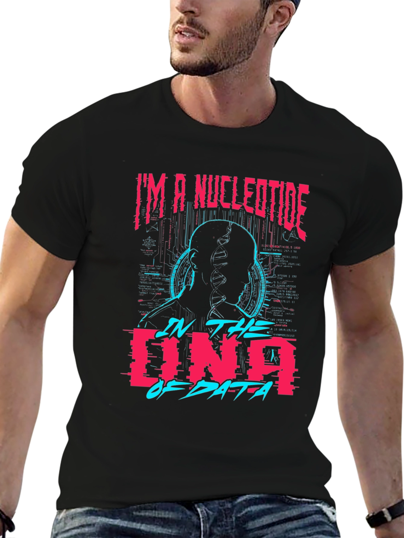 Nucleotide DNA Data Black Graphic Tee