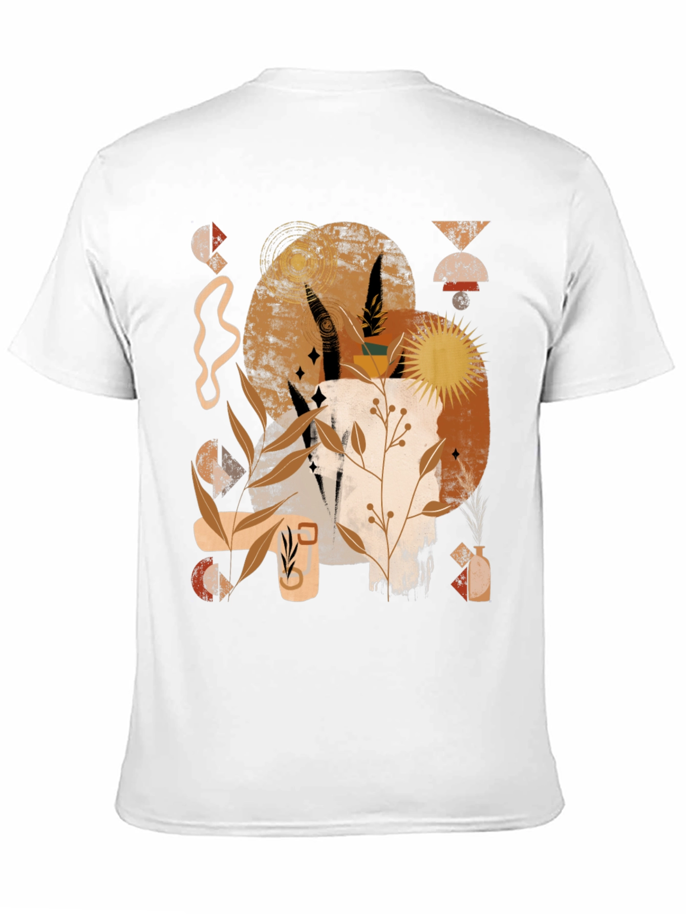 Abstract Earth Tone Graphic Print Black Tee