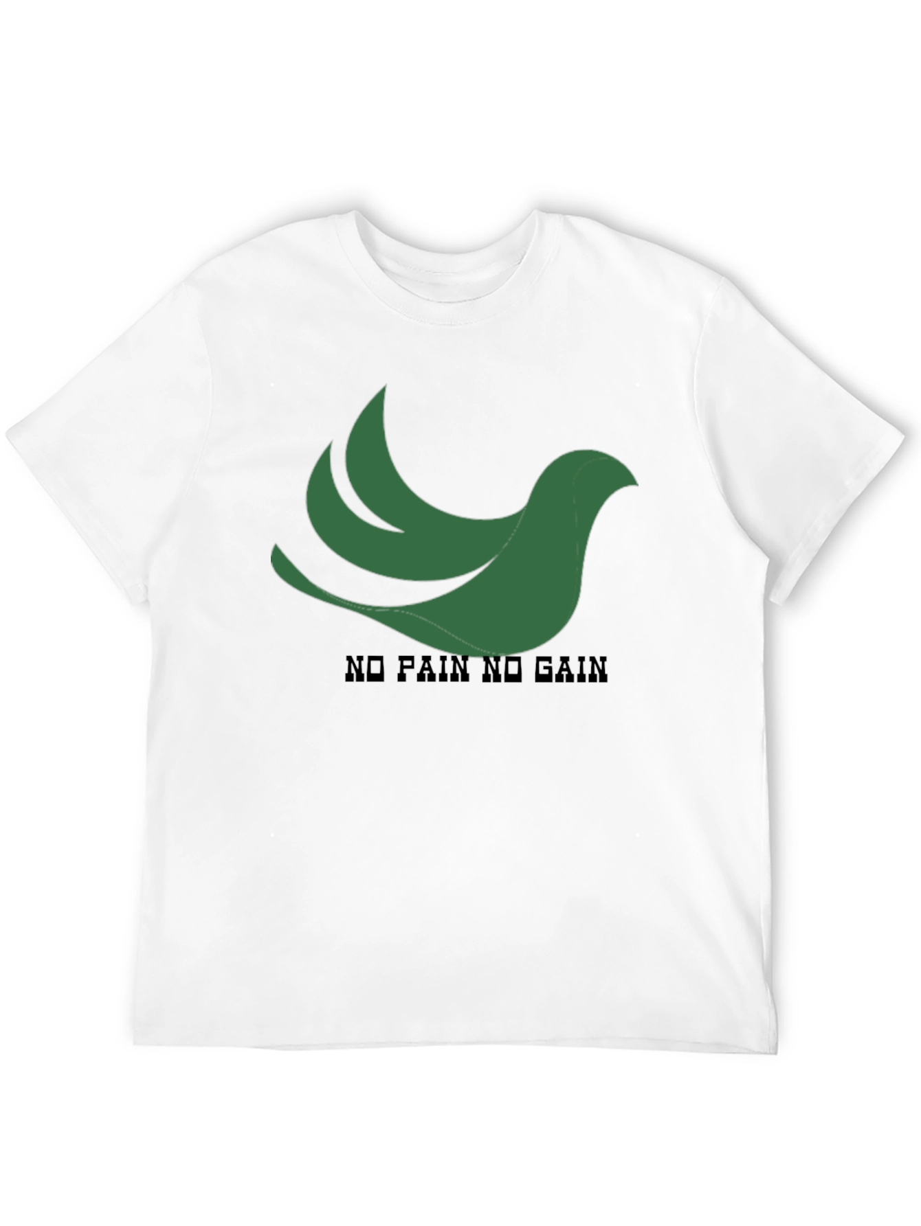 Black T-Shirt: Green Bird No Pain No Gain Design