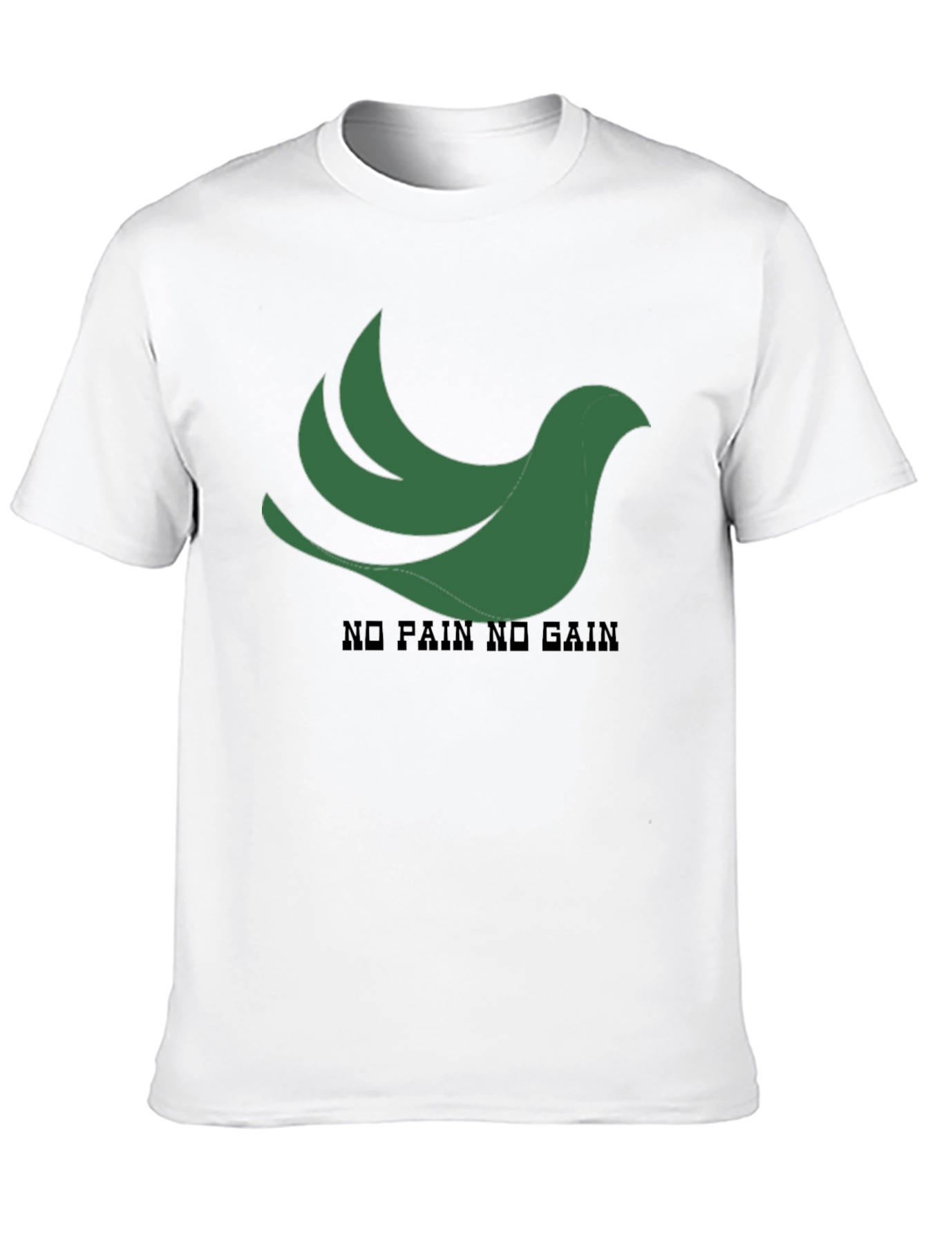 Black T-Shirt: Green Bird No Pain No Gain Design