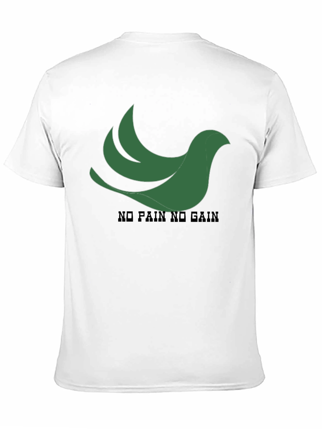 Black T-Shirt: Green Bird No Pain No Gain Design