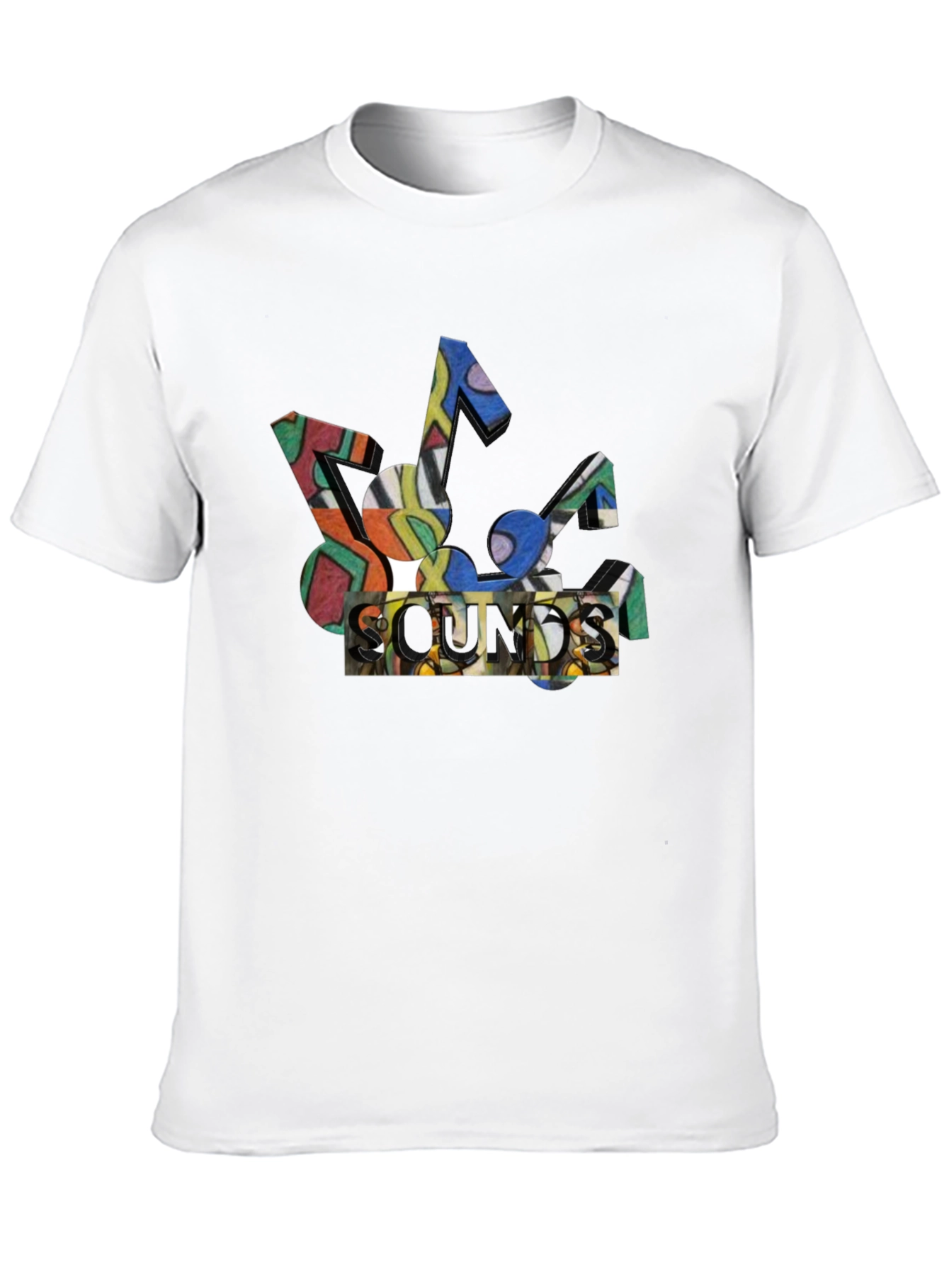Abstract Sounds Music Note Graphic Black T-Shirt