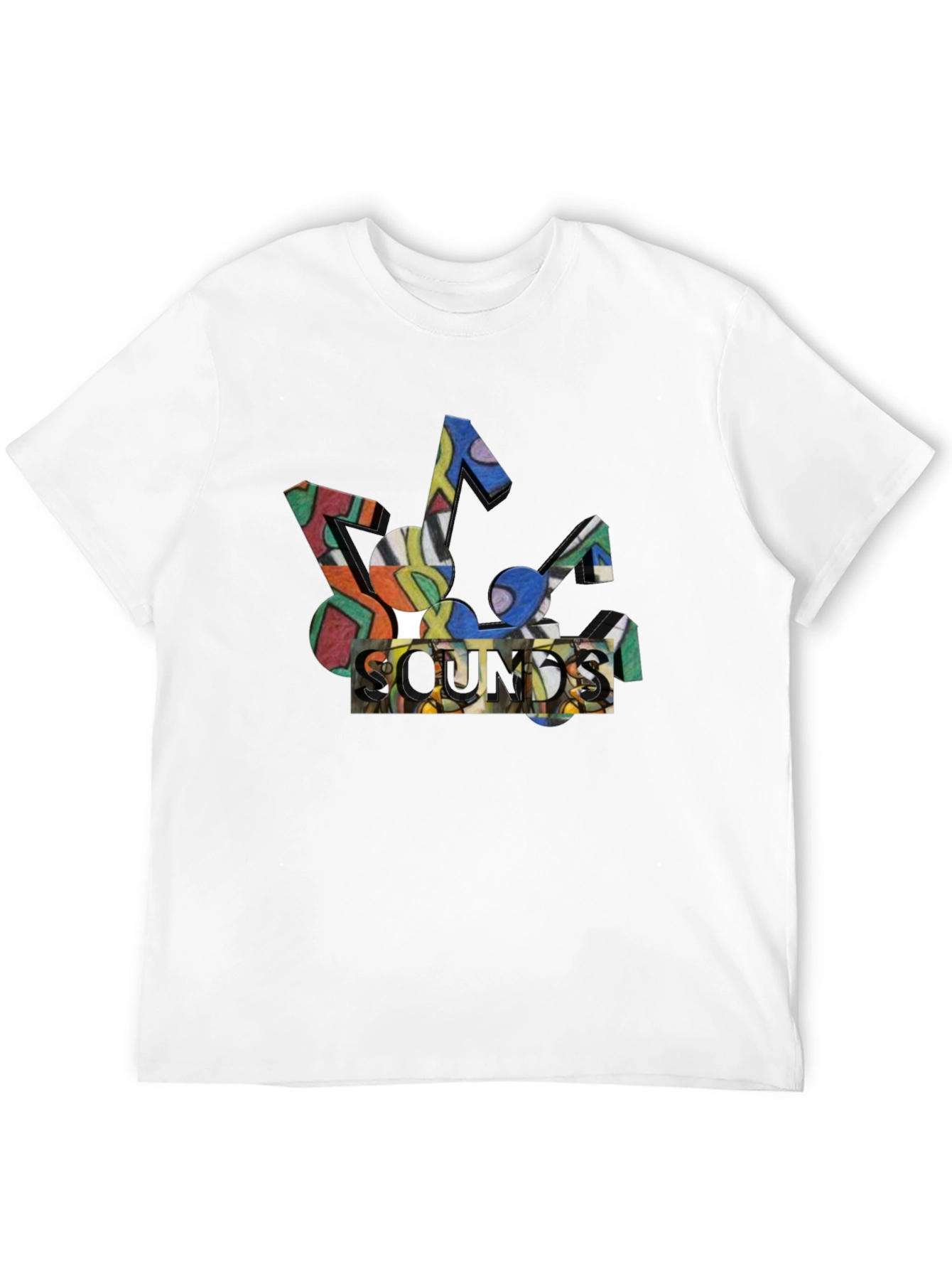 Abstract Sounds Music Note Graphic Black T-Shirt