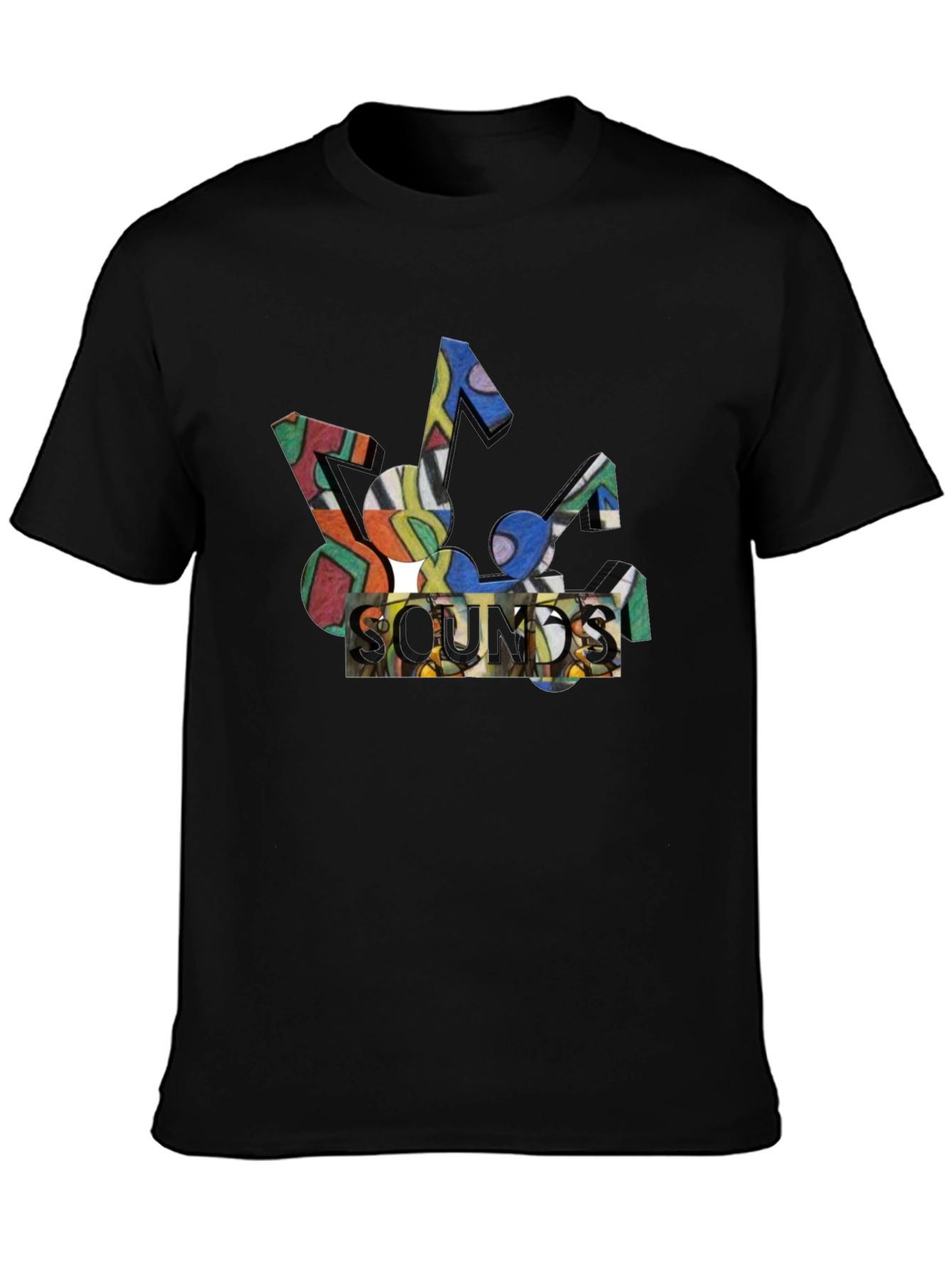 Abstract Sounds Music Note Graphic Black T-Shirt