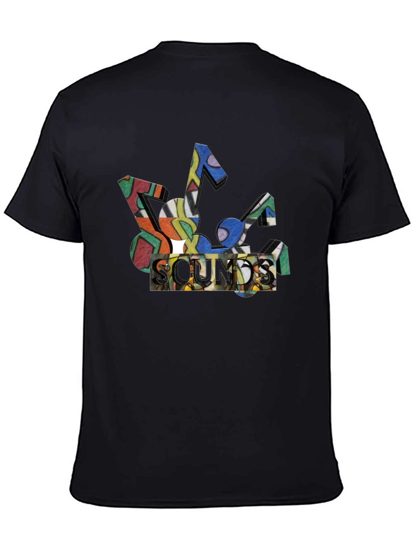 Abstract Sounds Music Note Graphic Black T-Shirt