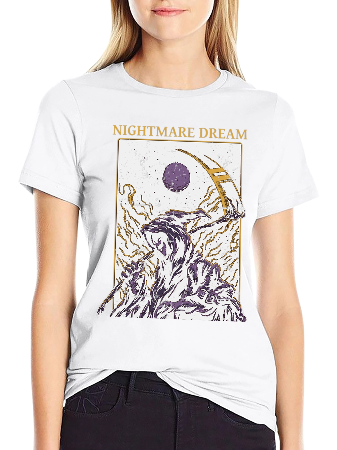 Nightmare Dream Graphic Print Black T-Shirt