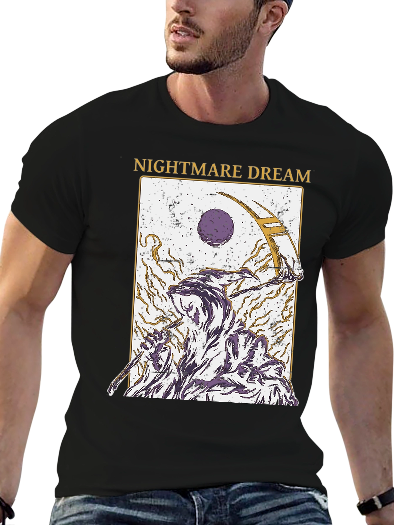 Nightmare Dream Graphic Print Black T-Shirt