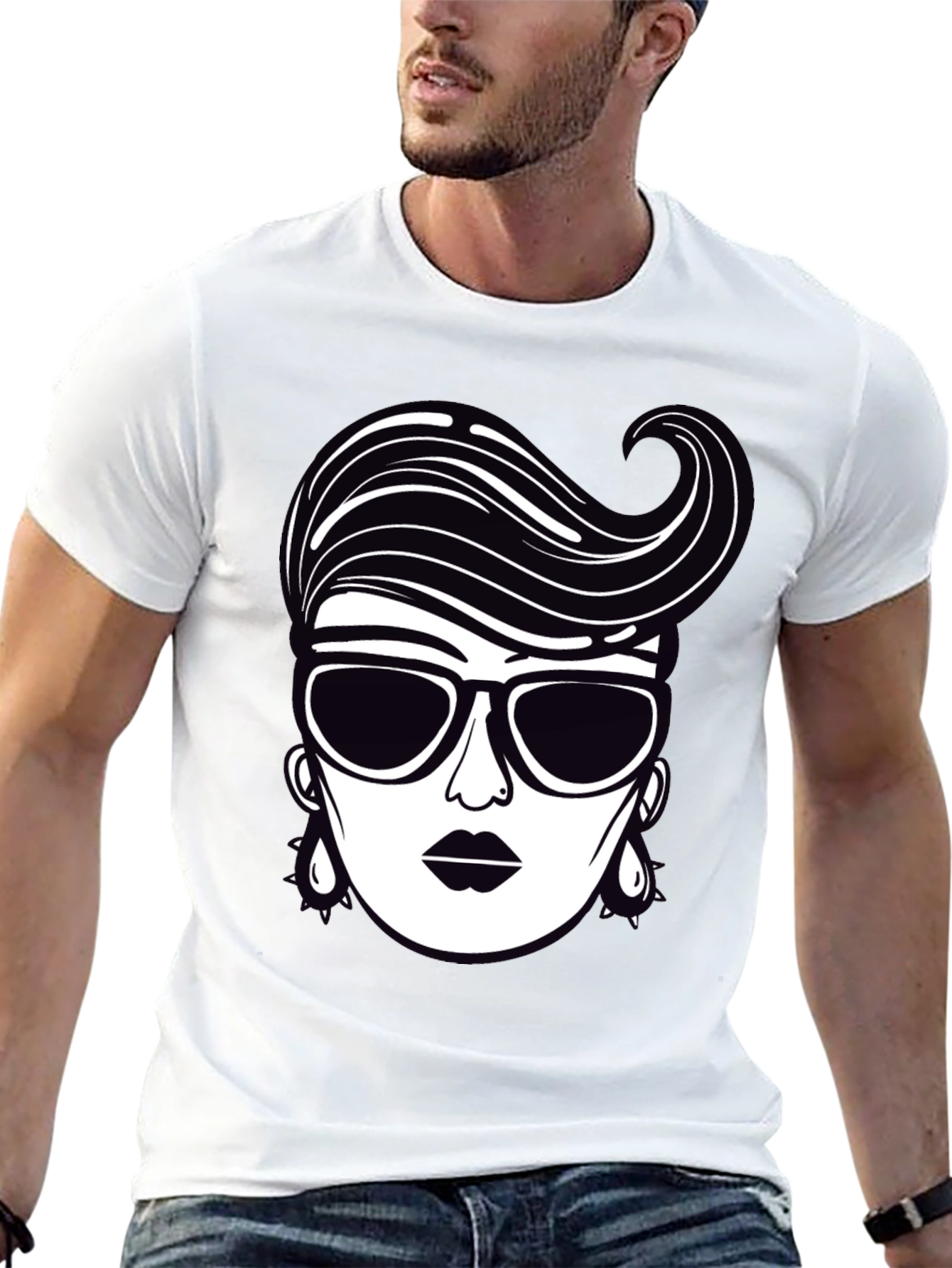 Retro Style Graphic Tee - Chic Woman Design