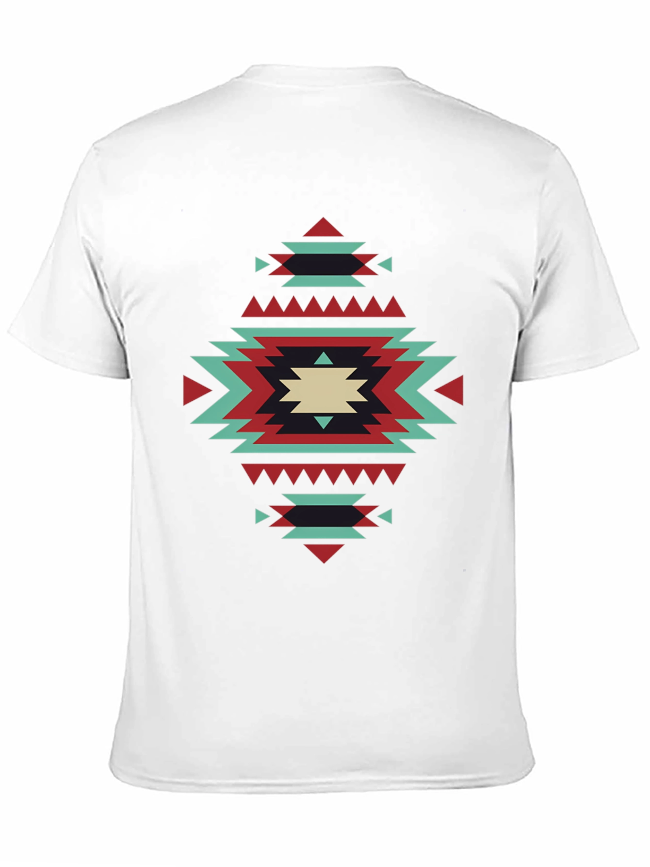 Geometric Aztec Pattern Tee - Black Short Sleeve