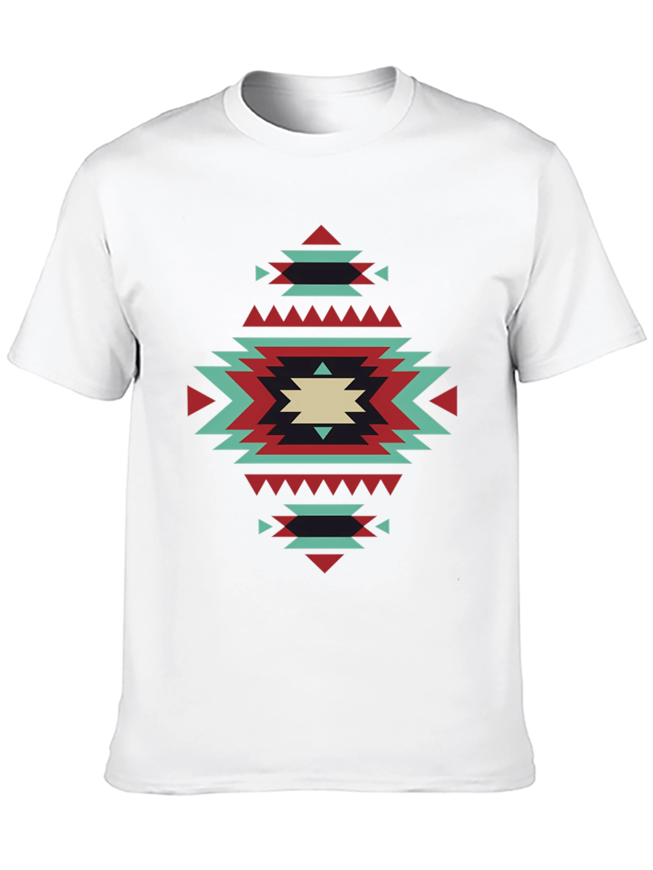 Geometric Aztec Pattern Tee - Black Short Sleeve
