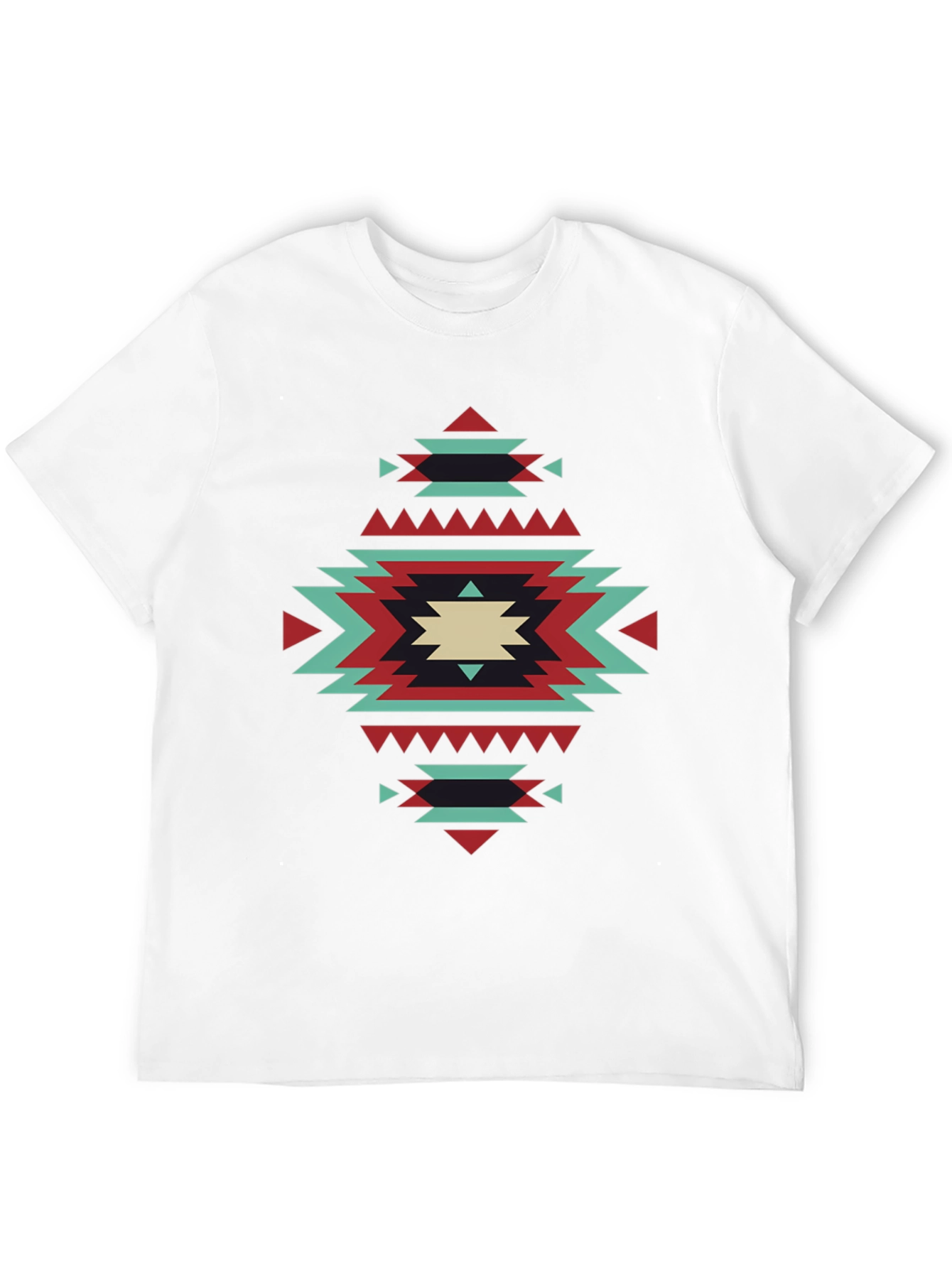 Geometric Aztec Pattern Tee - Black Short Sleeve