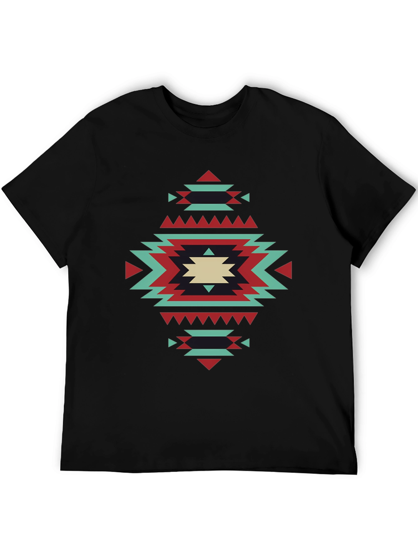 Geometric Aztec Pattern Tee - Black Short Sleeve
