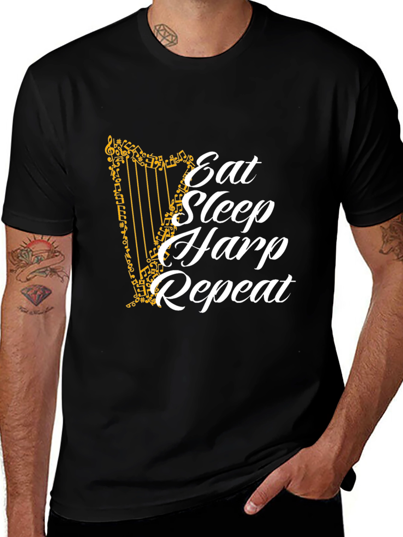 Eat Sleep Harp Repeat Graphic Tee
