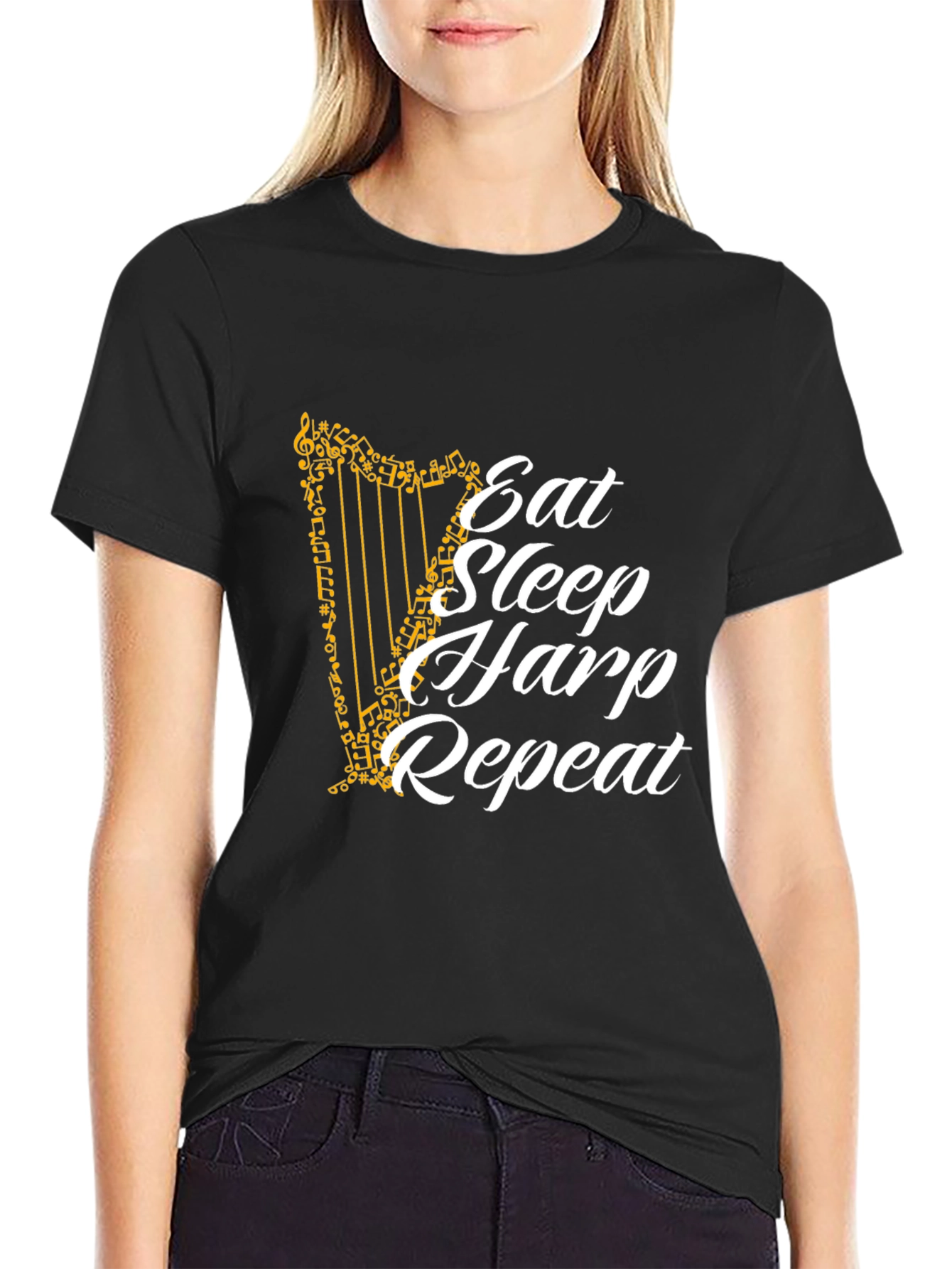 Eat Sleep Harp Repeat Graphic Tee