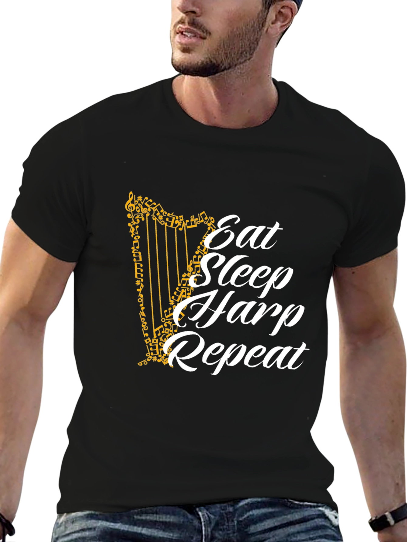 Eat Sleep Harp Repeat Graphic Tee
