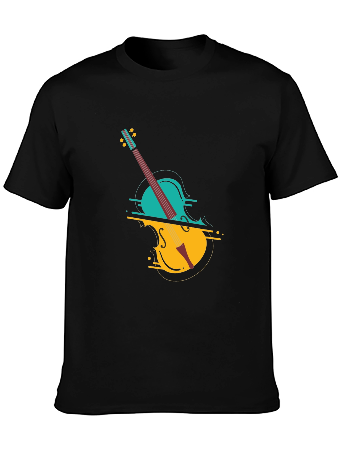 Abstract Cello Graphic Tee - Modern Musical Style