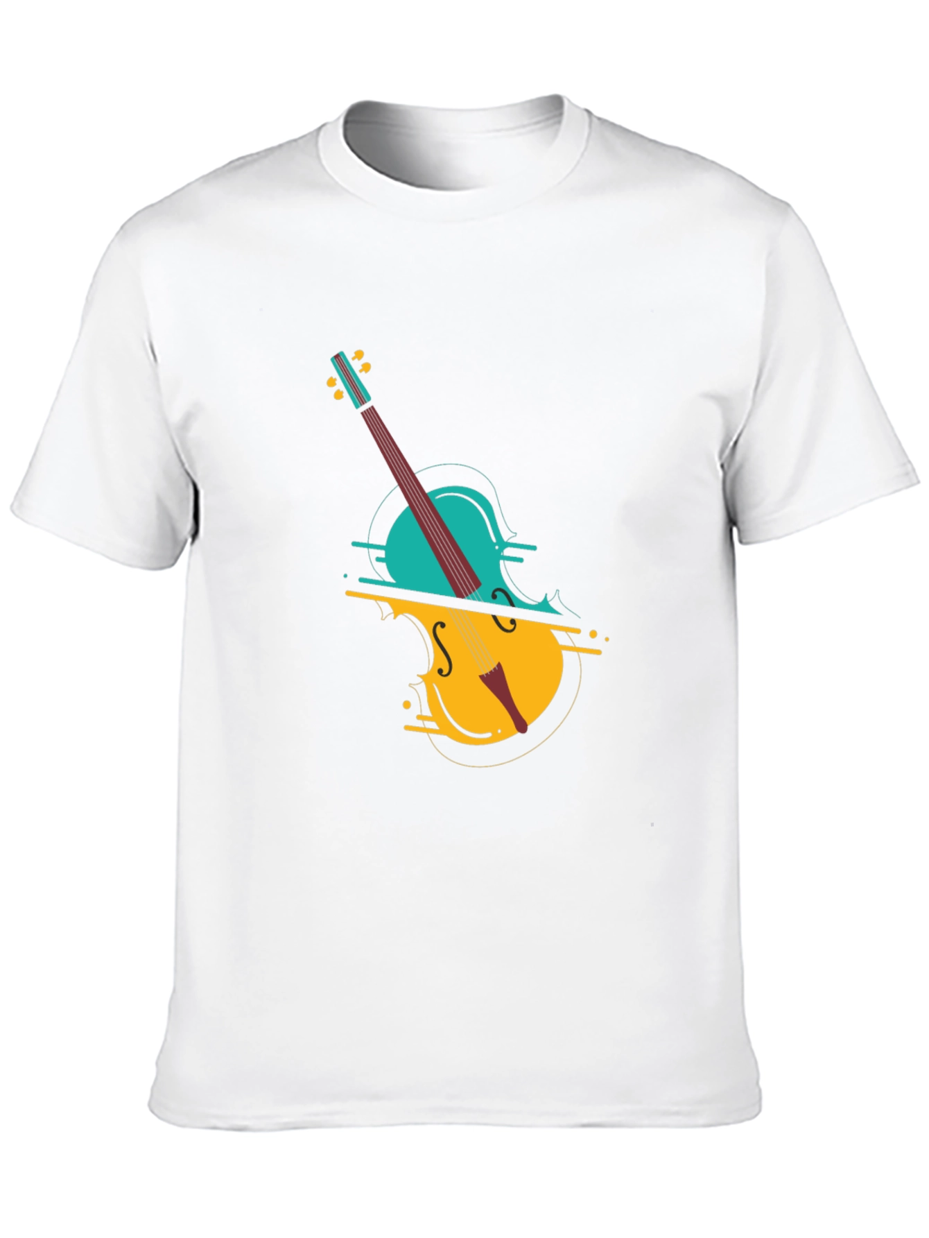 Abstract Cello Graphic Tee - Modern Musical Style