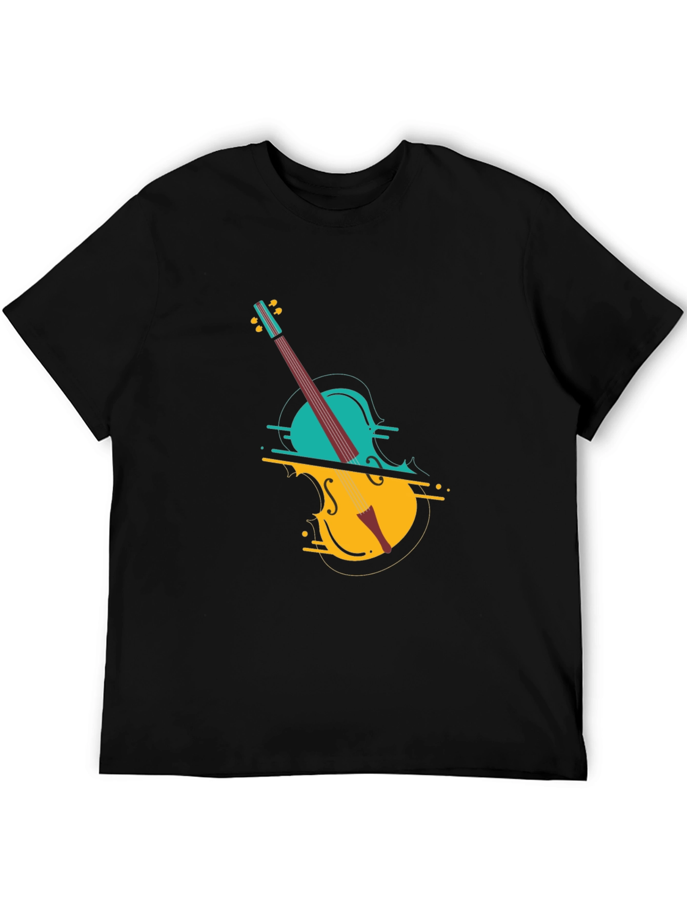 Abstract Cello Graphic Tee - Modern Musical Style
