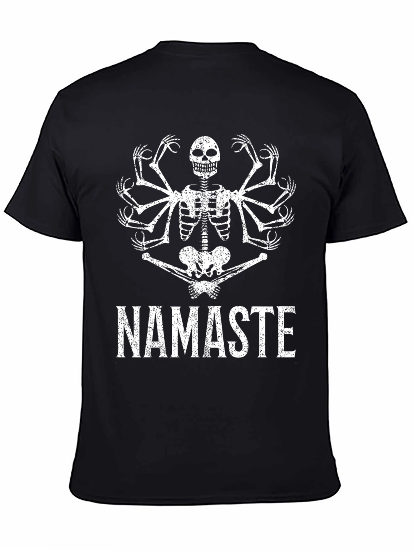 Namaste Skeleton Graphic Tee - Black Cotton T-Shirt