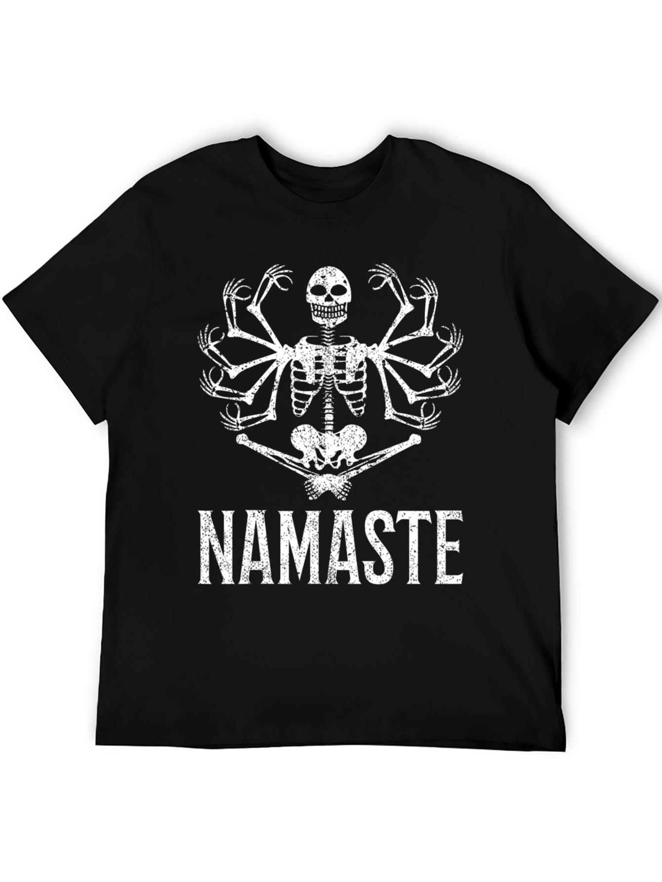 Namaste Skeleton Graphic Tee - Black Cotton T-Shirt