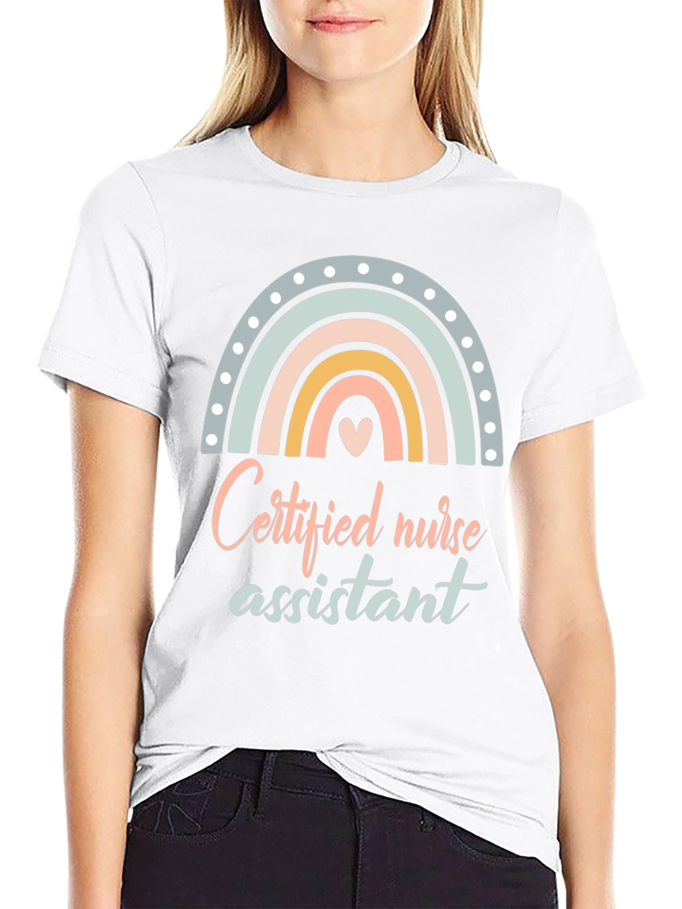 Certified Nurse Assistant T-Shirt Rainbow Design