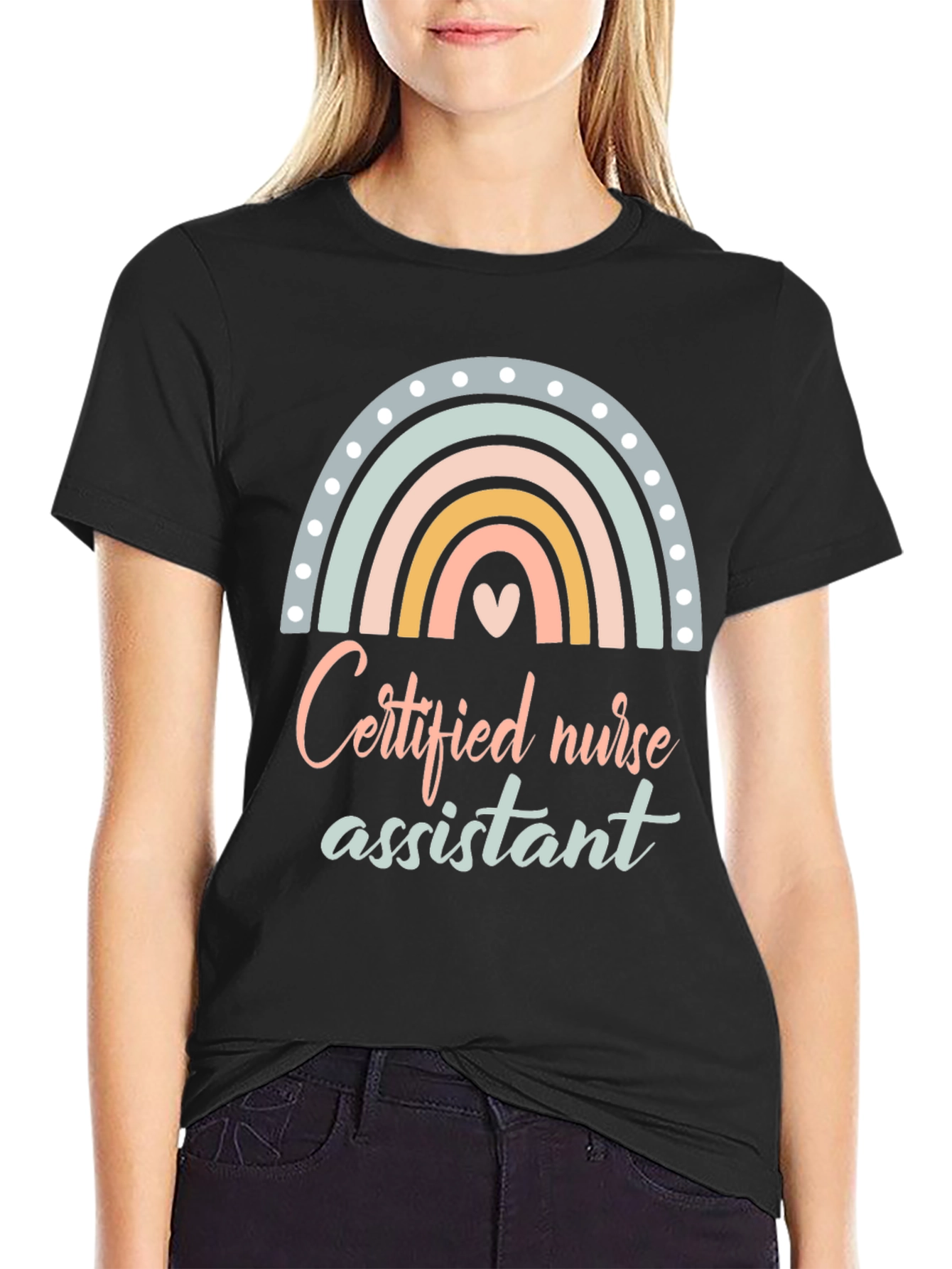 Certified Nurse Assistant T-Shirt Rainbow Design