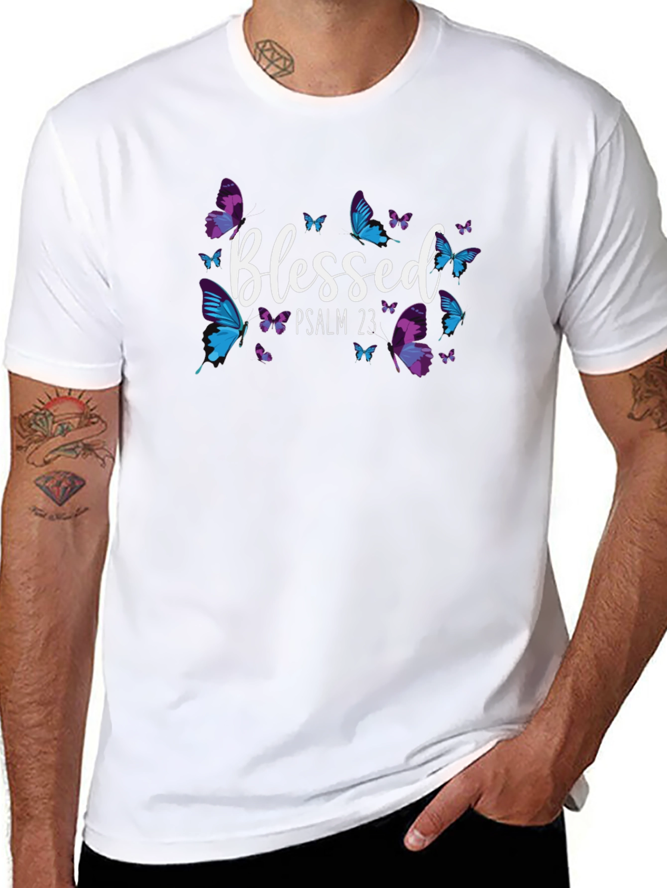 Blessed Psalm 23 Butterfly T-Shirt