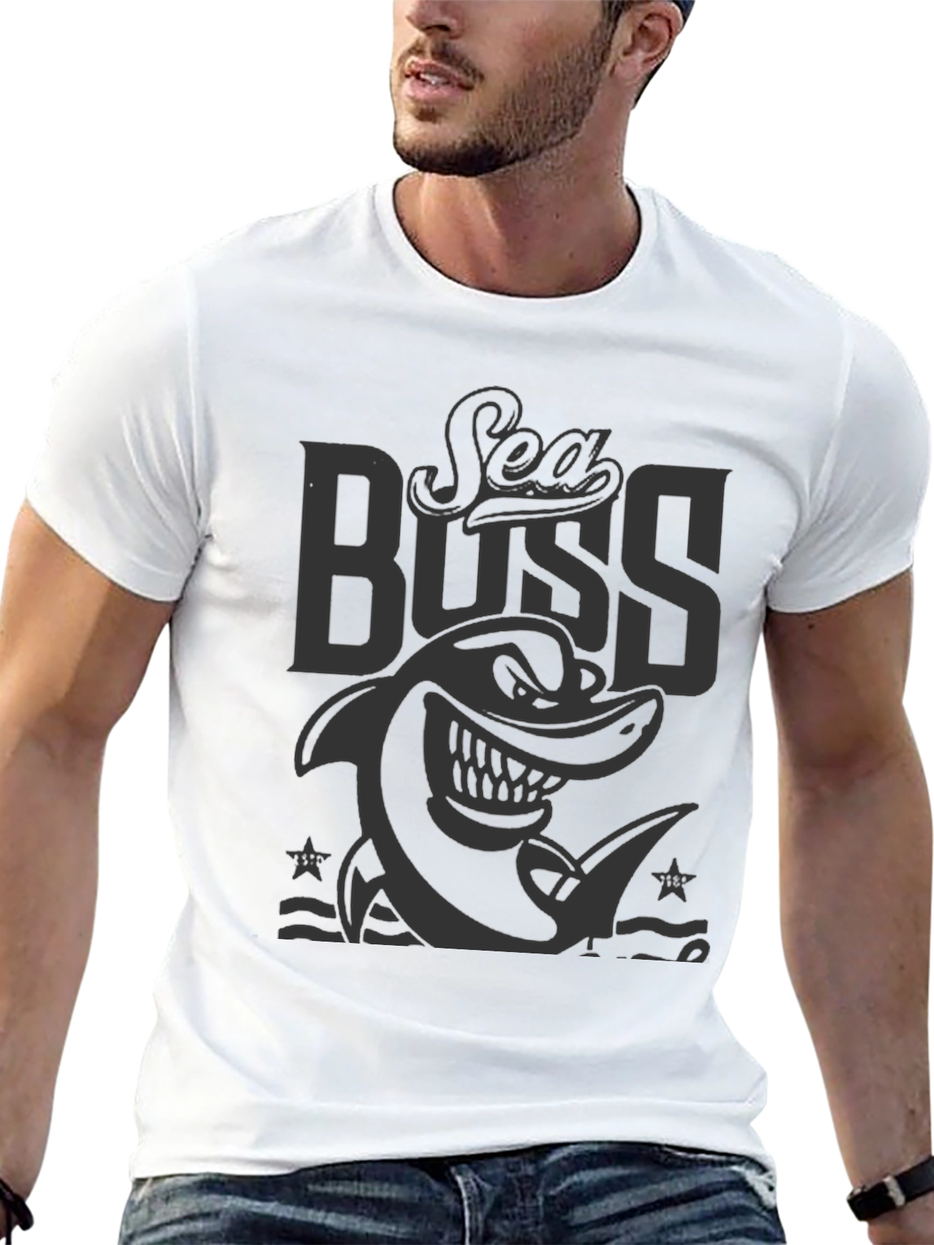Sea Boss Graphic T-Shirt - Black Cotton Tee