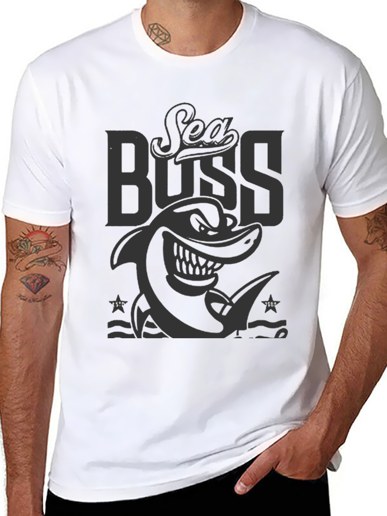 Sea Boss Graphic T-Shirt - Black Cotton Tee