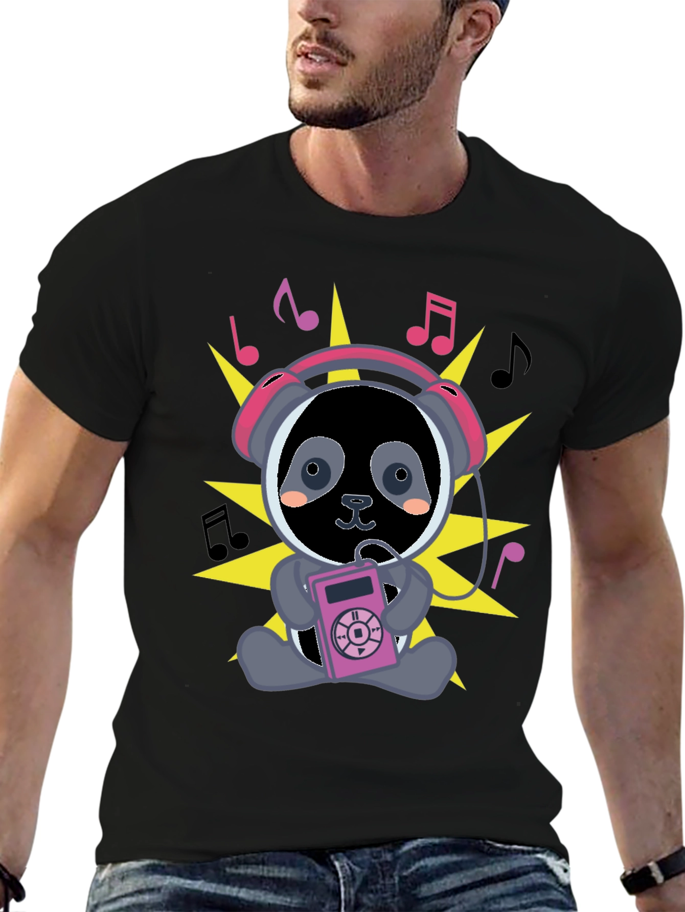 Panda DJ Black T-Shirt
