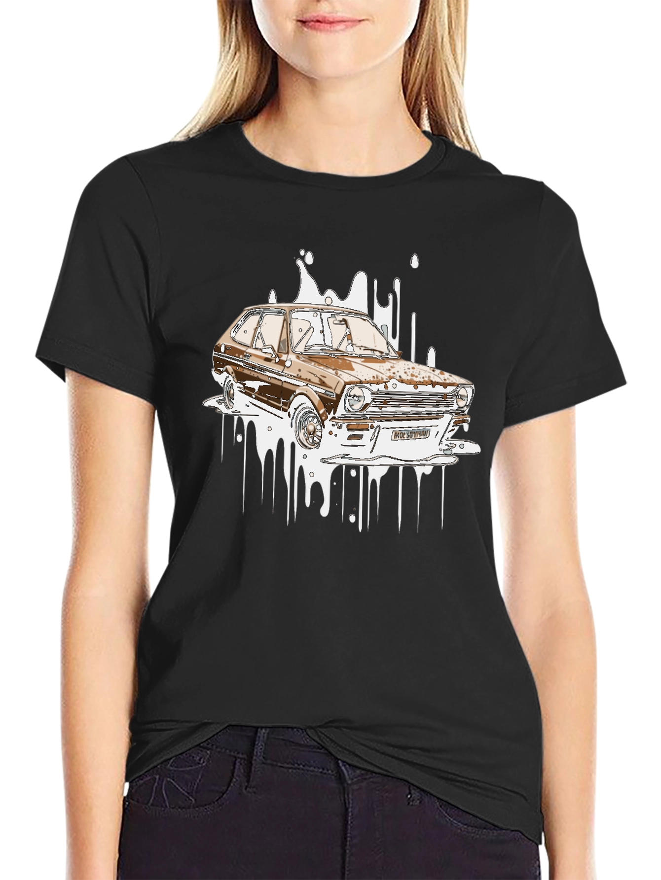 Retro Car Graphic Tee - Black