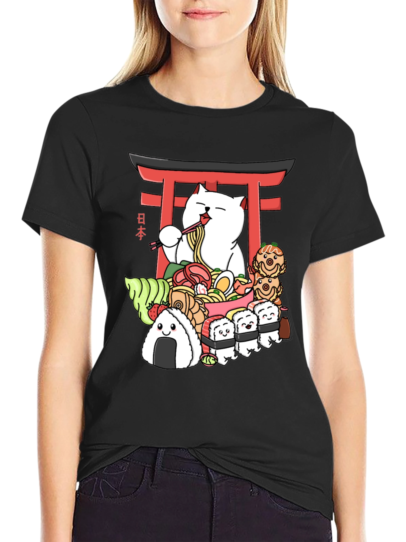 Ramen Cat Graphic T-Shirt