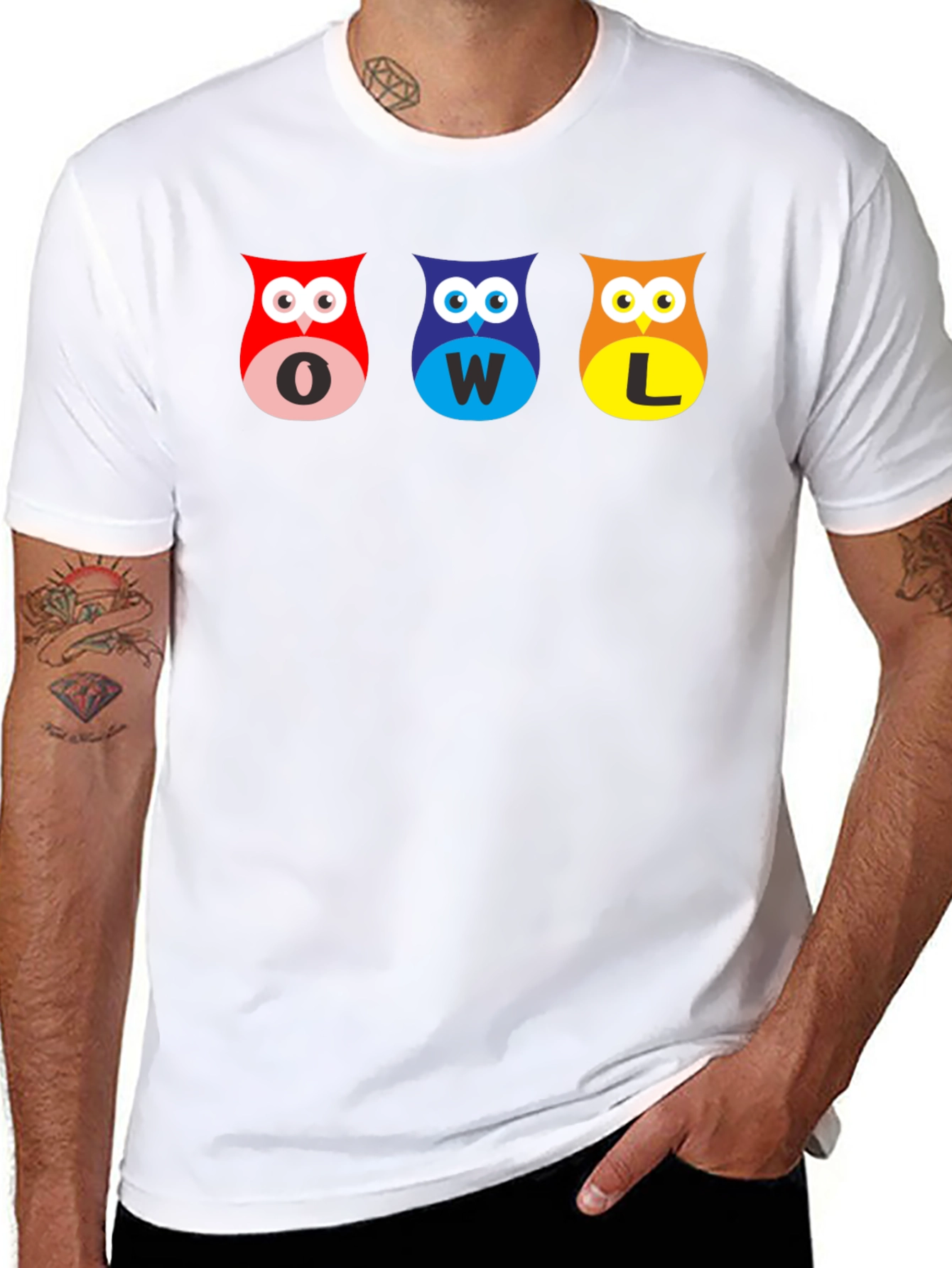 Owl Letter Graphic Black T-Shirt