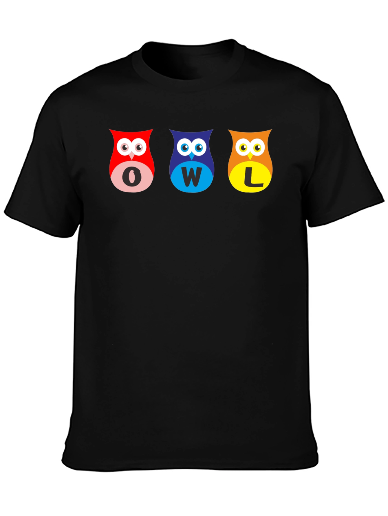 Owl Letter Graphic Black T-Shirt