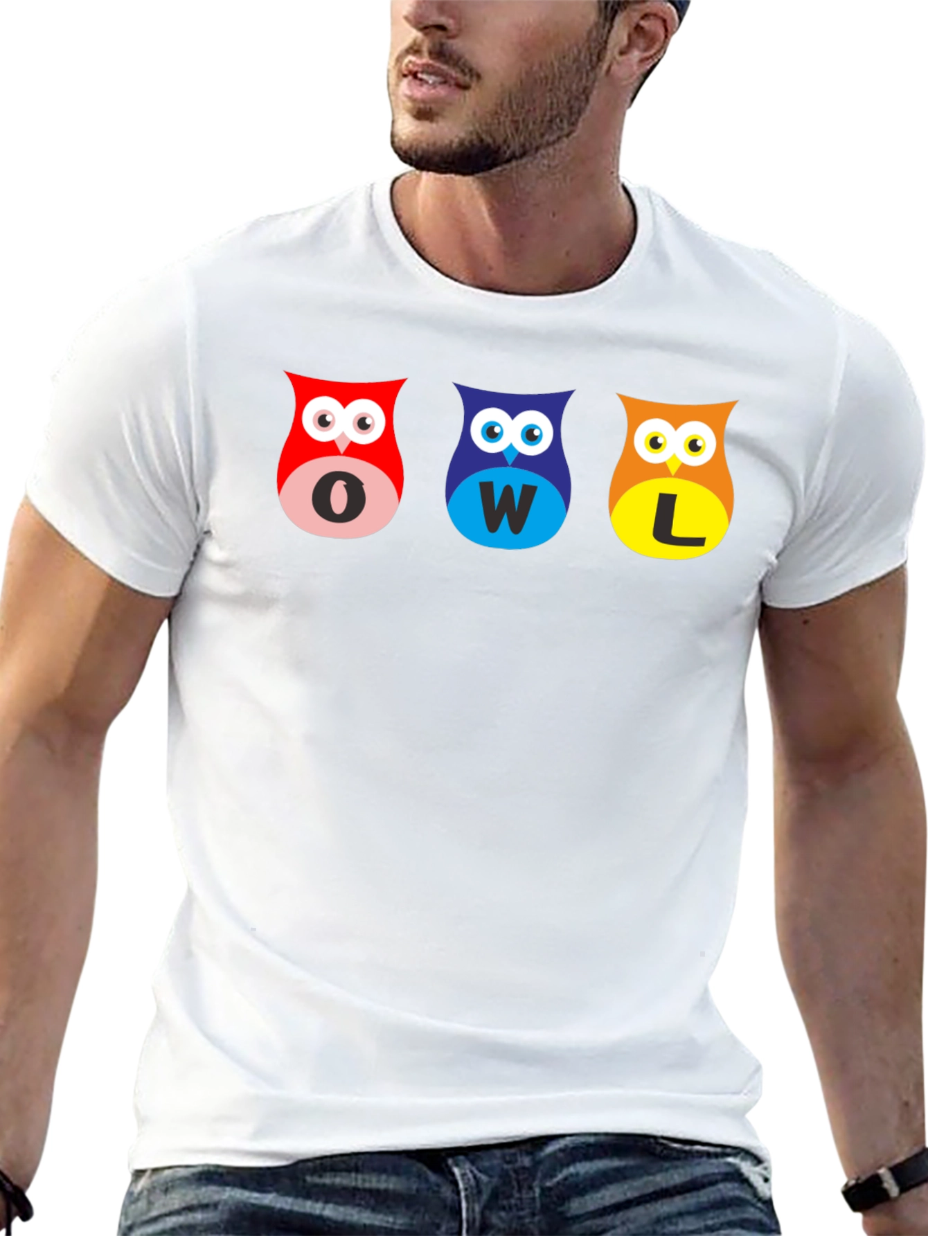 Owl Letter Graphic Black T-Shirt