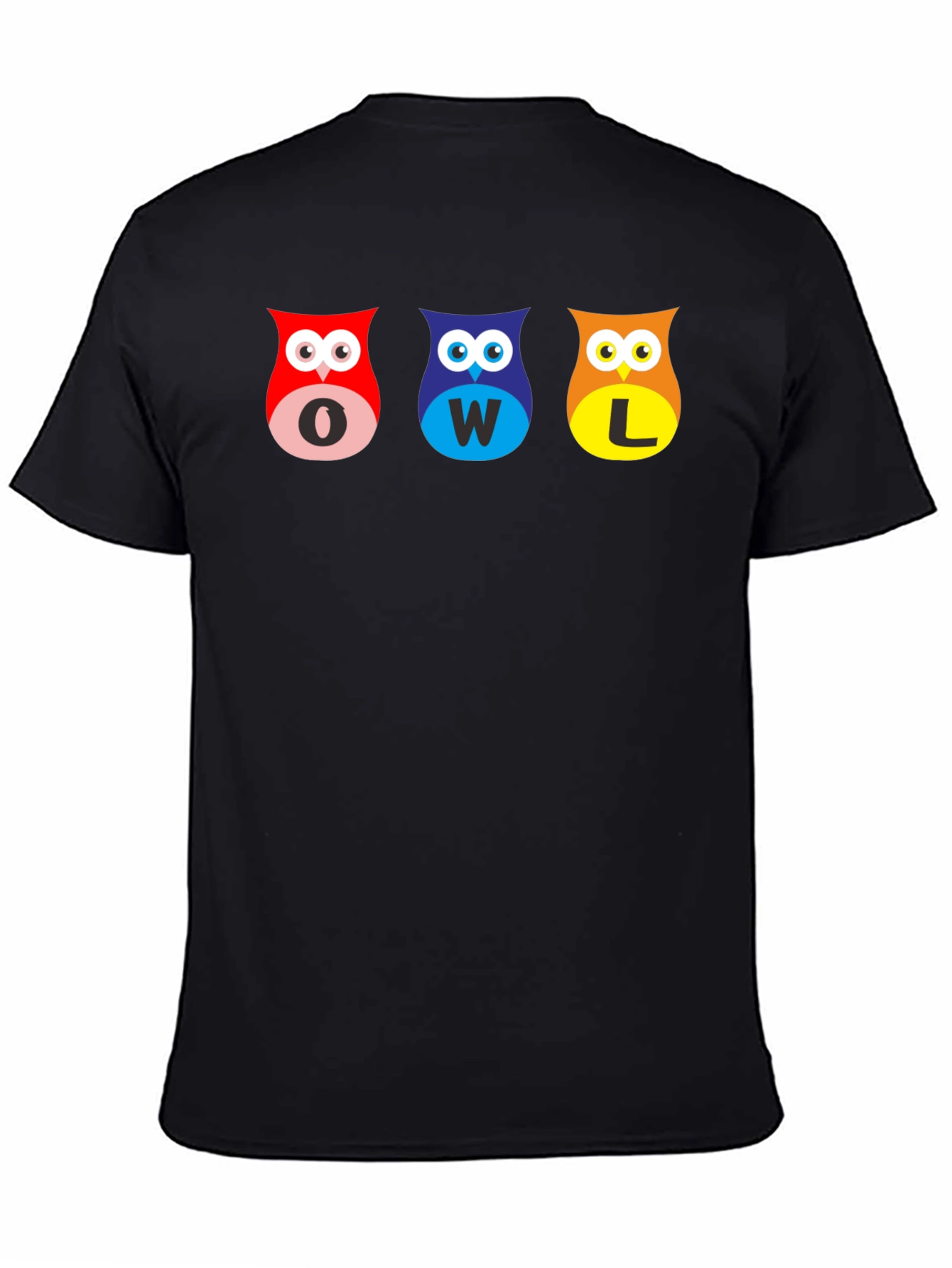 Owl Letter Graphic Black T-Shirt