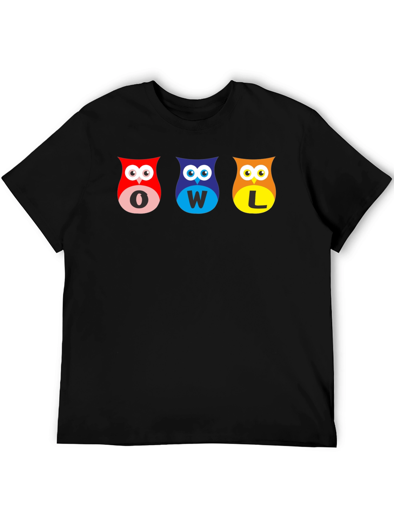 Owl Letter Graphic Black T-Shirt