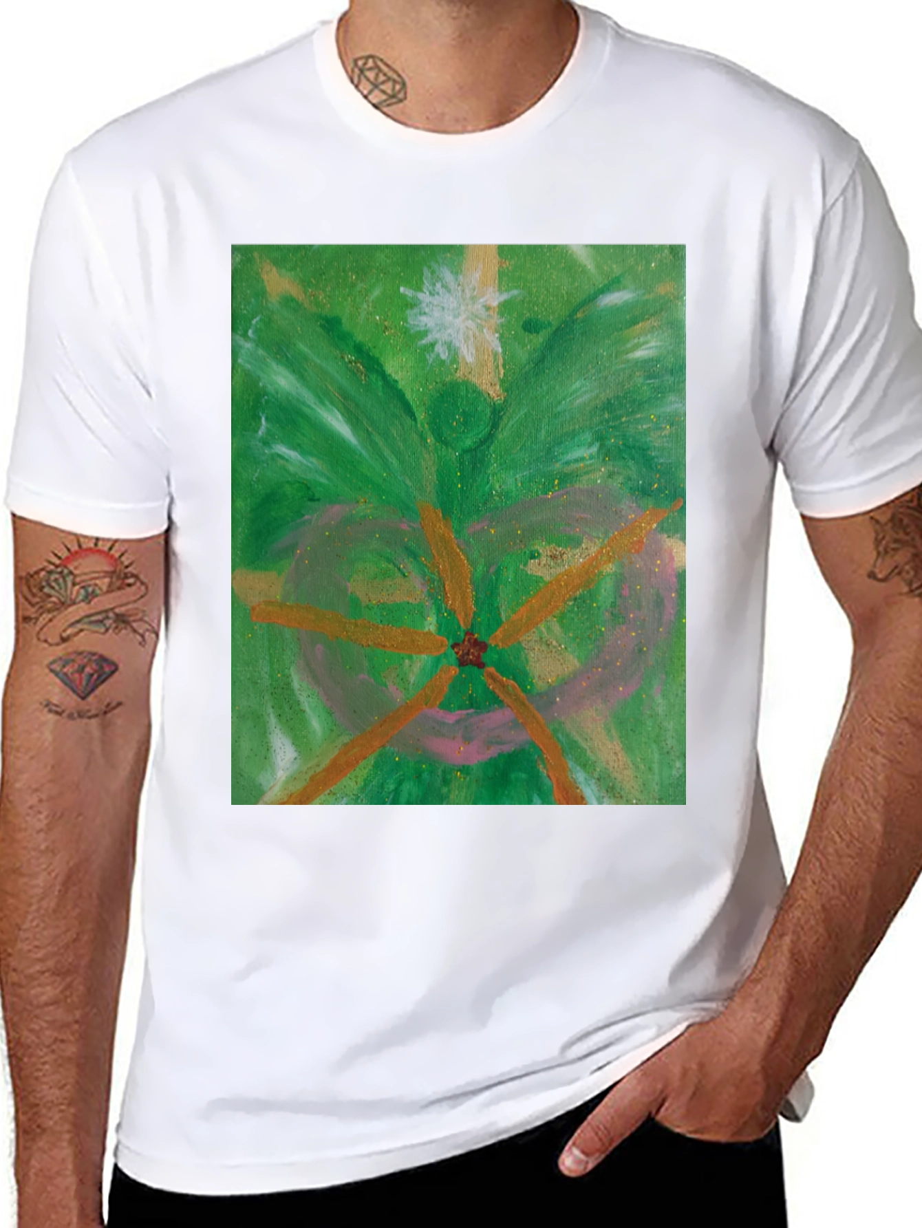 Green Abstract Art Tee - Unique Graphic T-Shirt