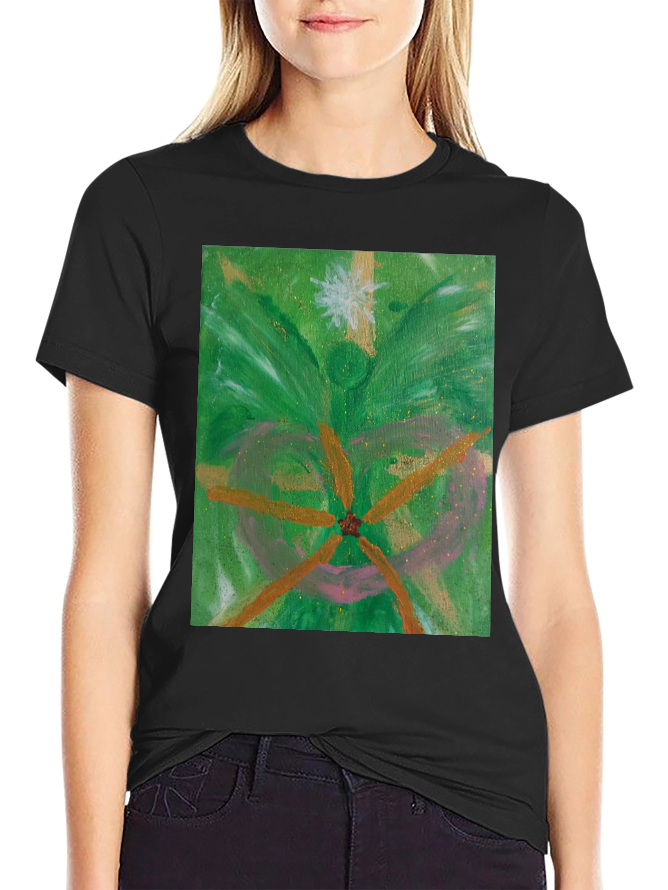 Green Abstract Art Tee - Unique Graphic T-Shirt