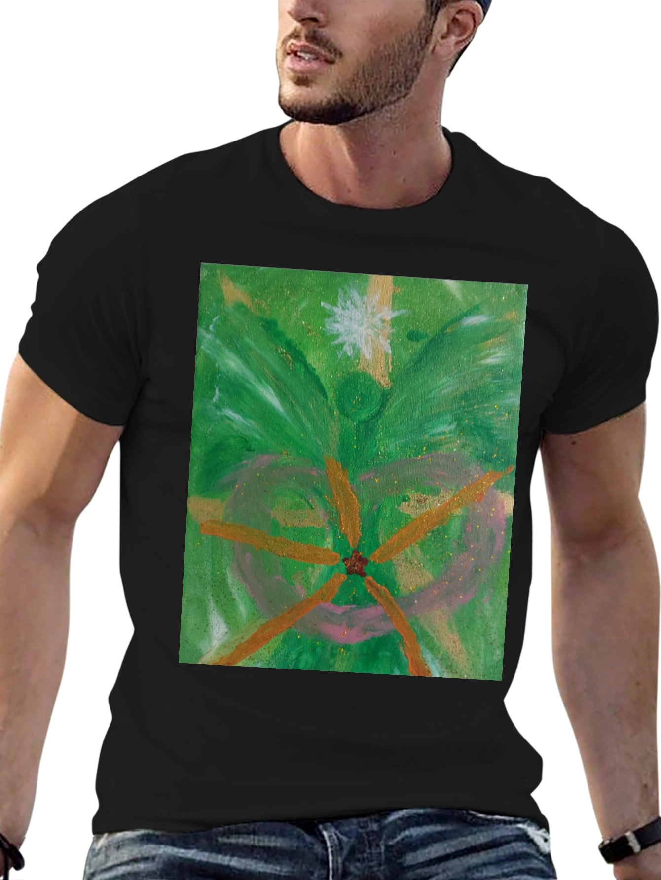 Green Abstract Art Tee - Unique Graphic T-Shirt