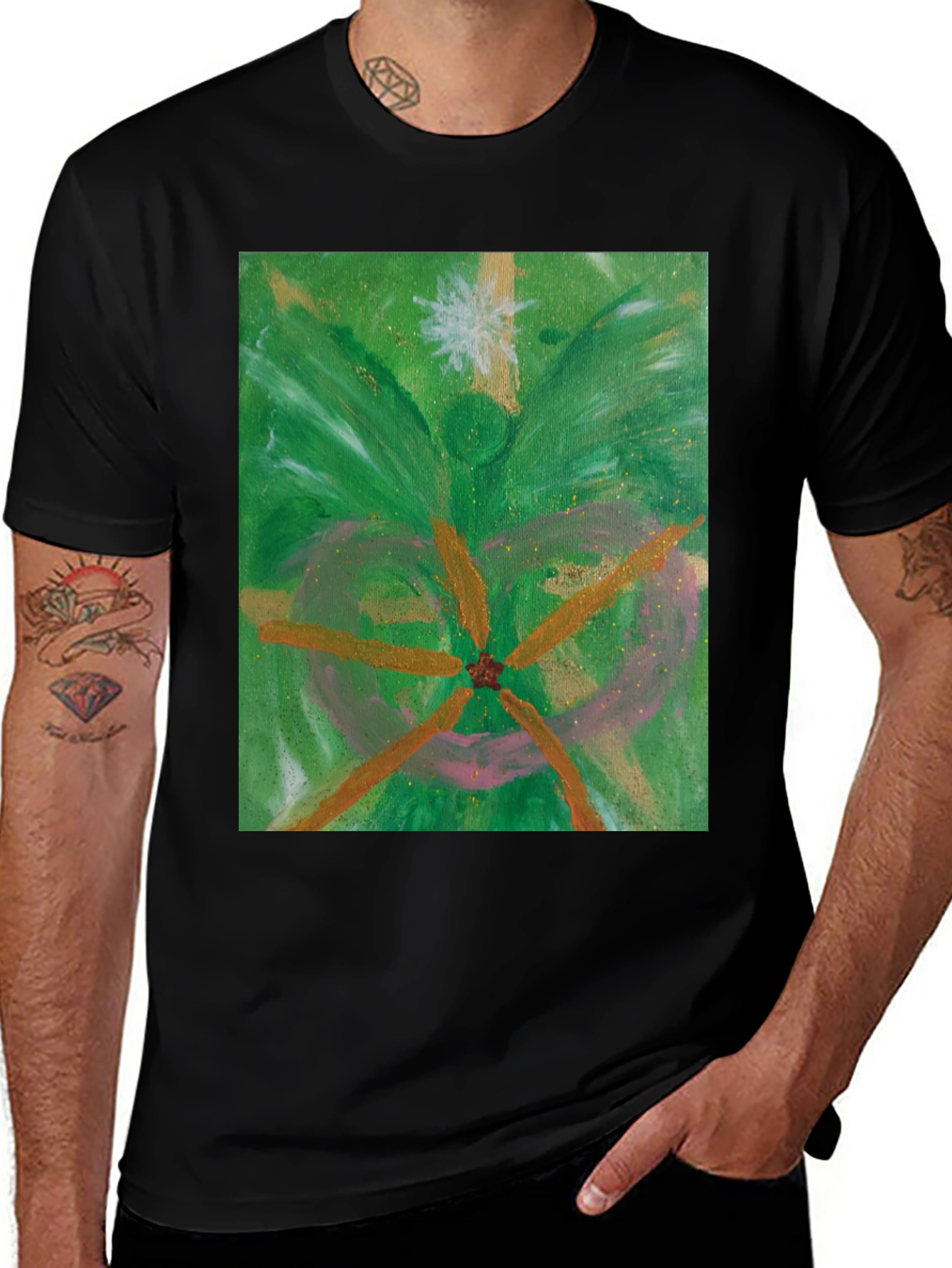 Green Abstract Art Tee - Unique Graphic T-Shirt