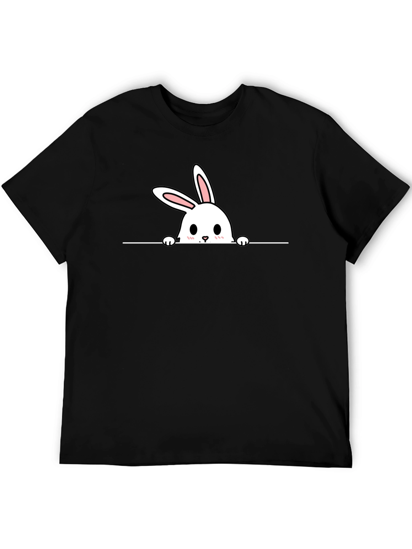 Cute Bunny Graphic Black Tee