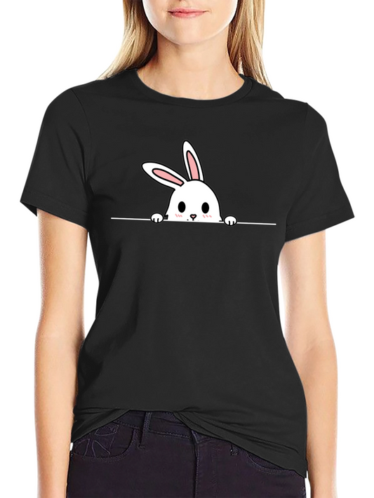 Cute Bunny Graphic Black Tee