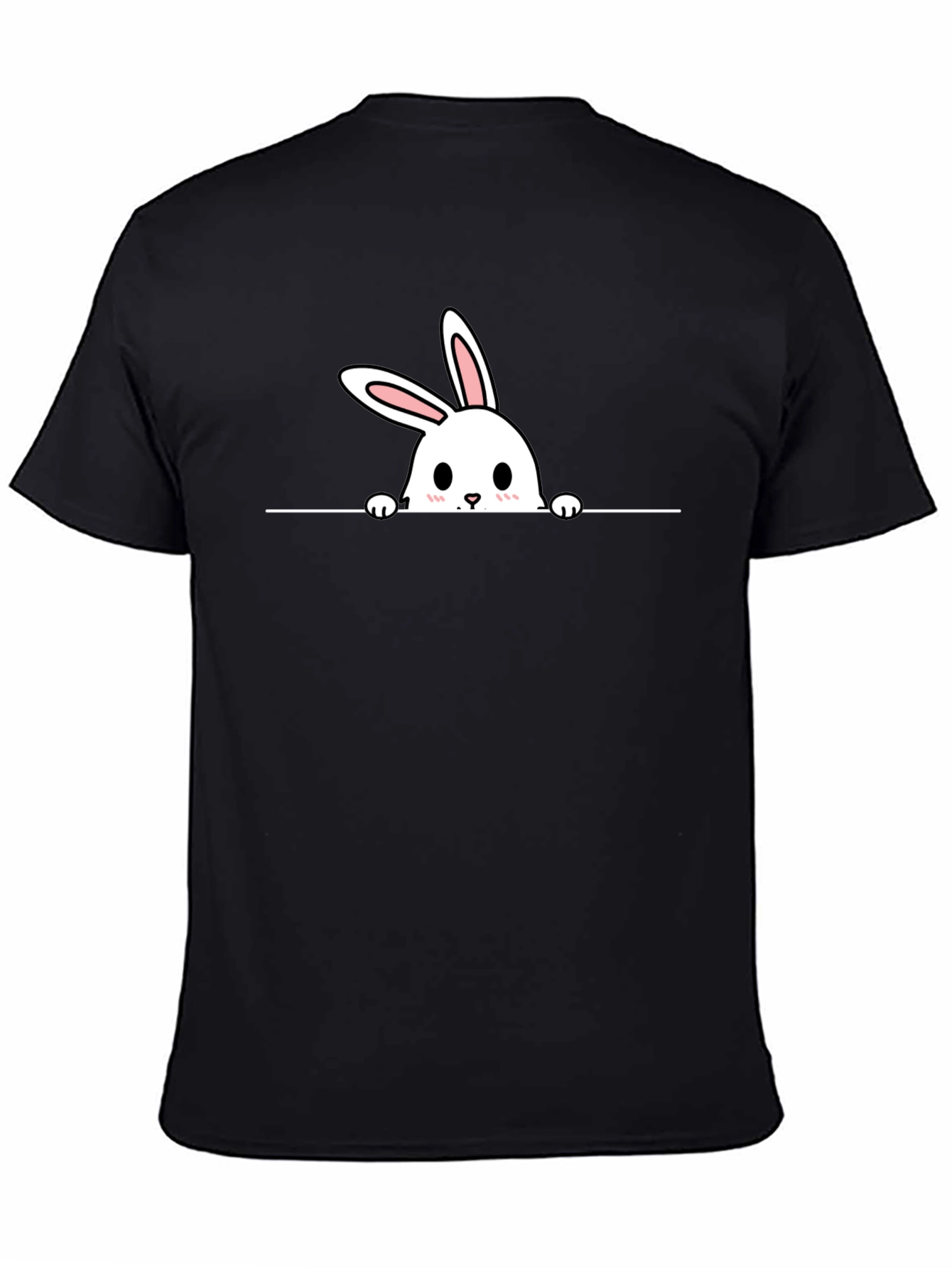 Cute Bunny Graphic Black Tee