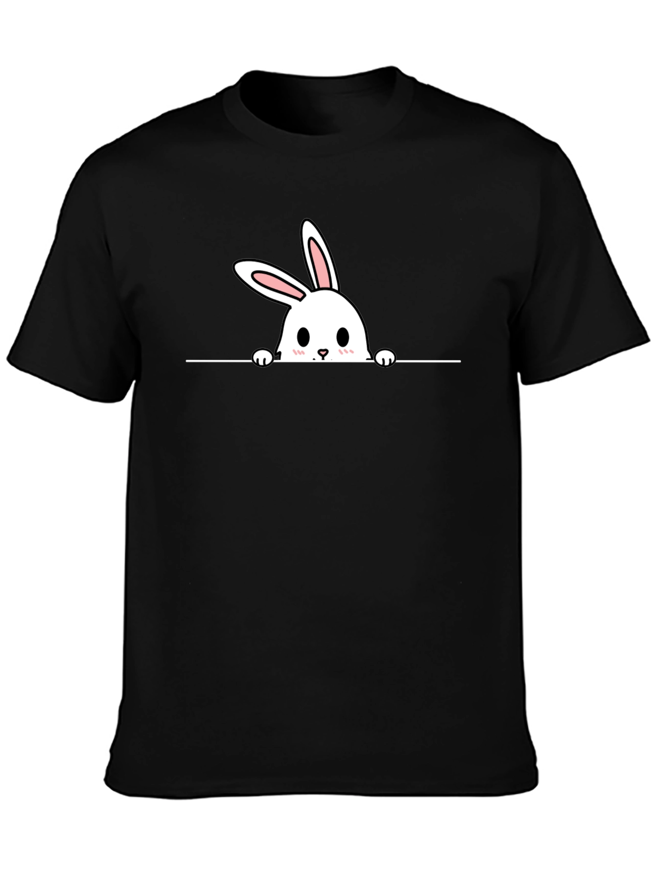 Cute Bunny Graphic Black Tee