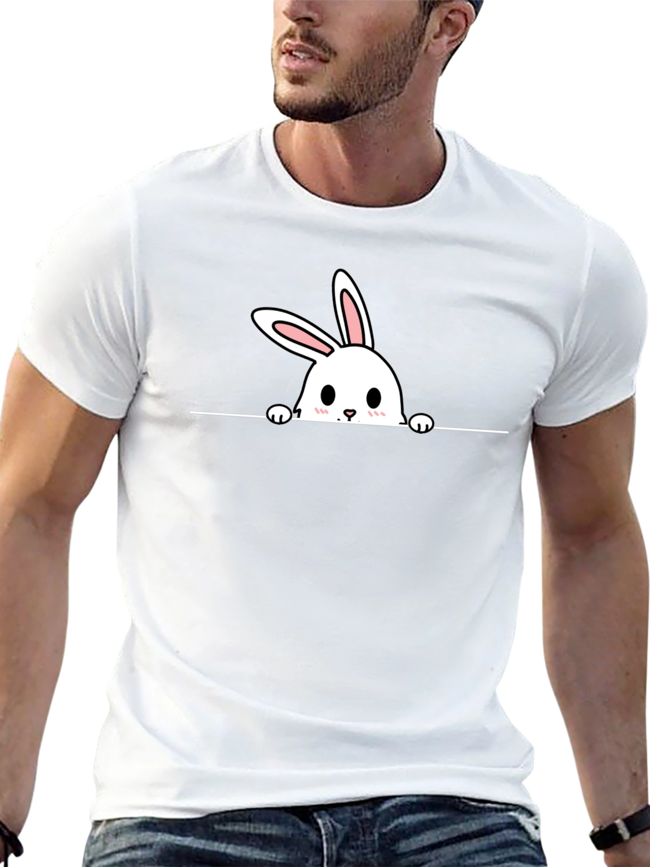 Cute Bunny Graphic Black Tee