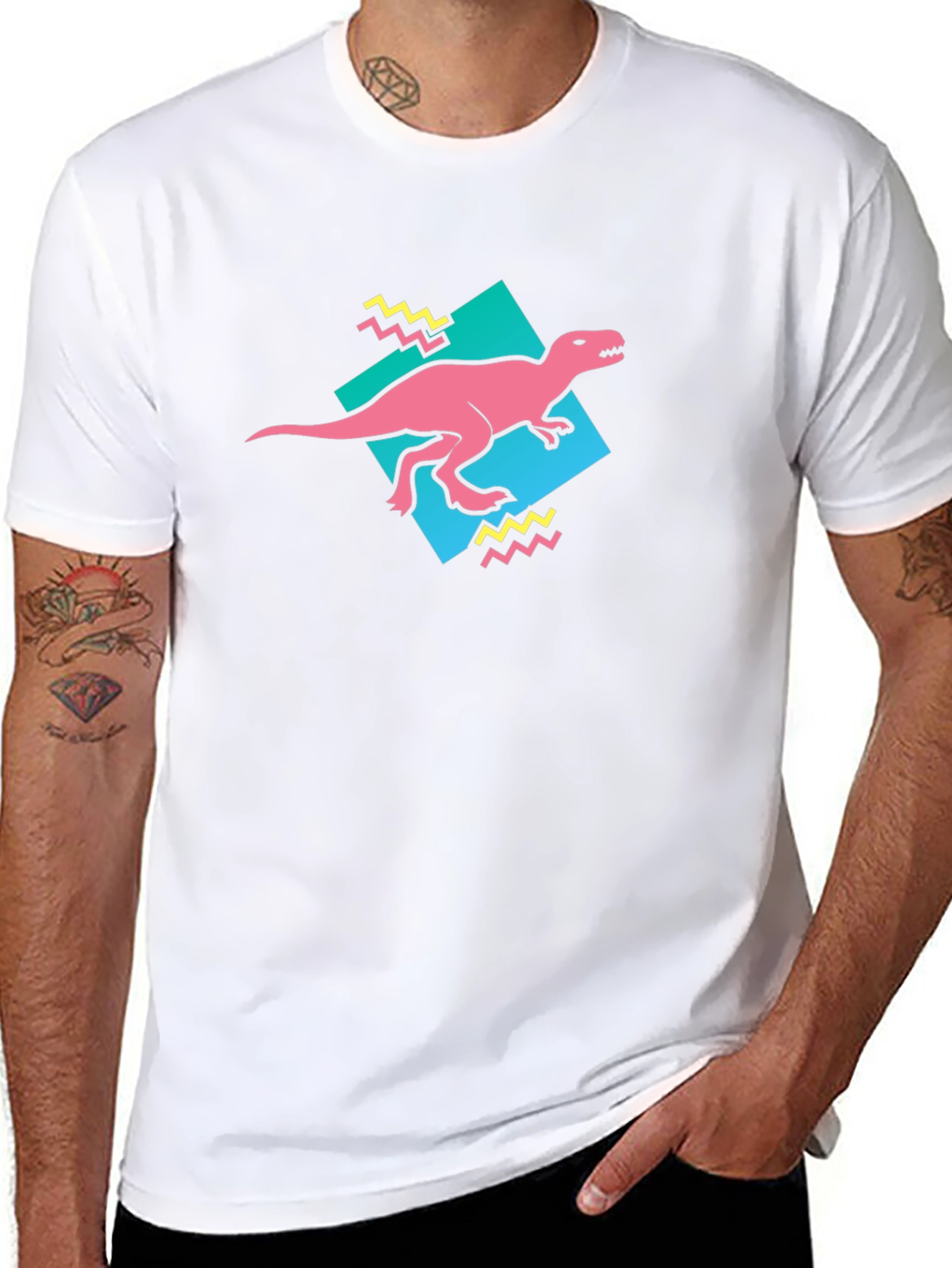 Retro Dinosaur Graphic Tee - Black