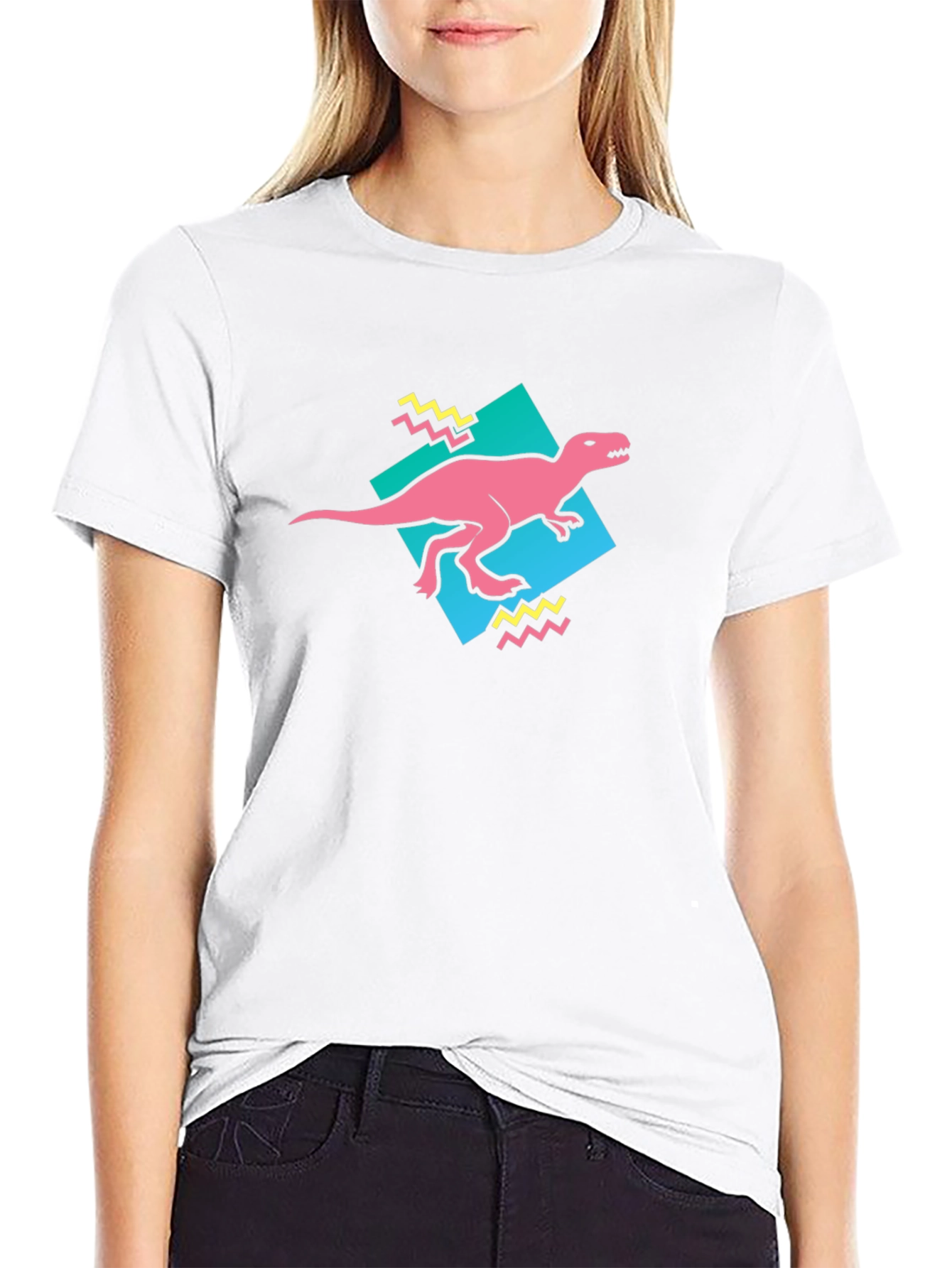 Retro Dinosaur Graphic Tee - Black