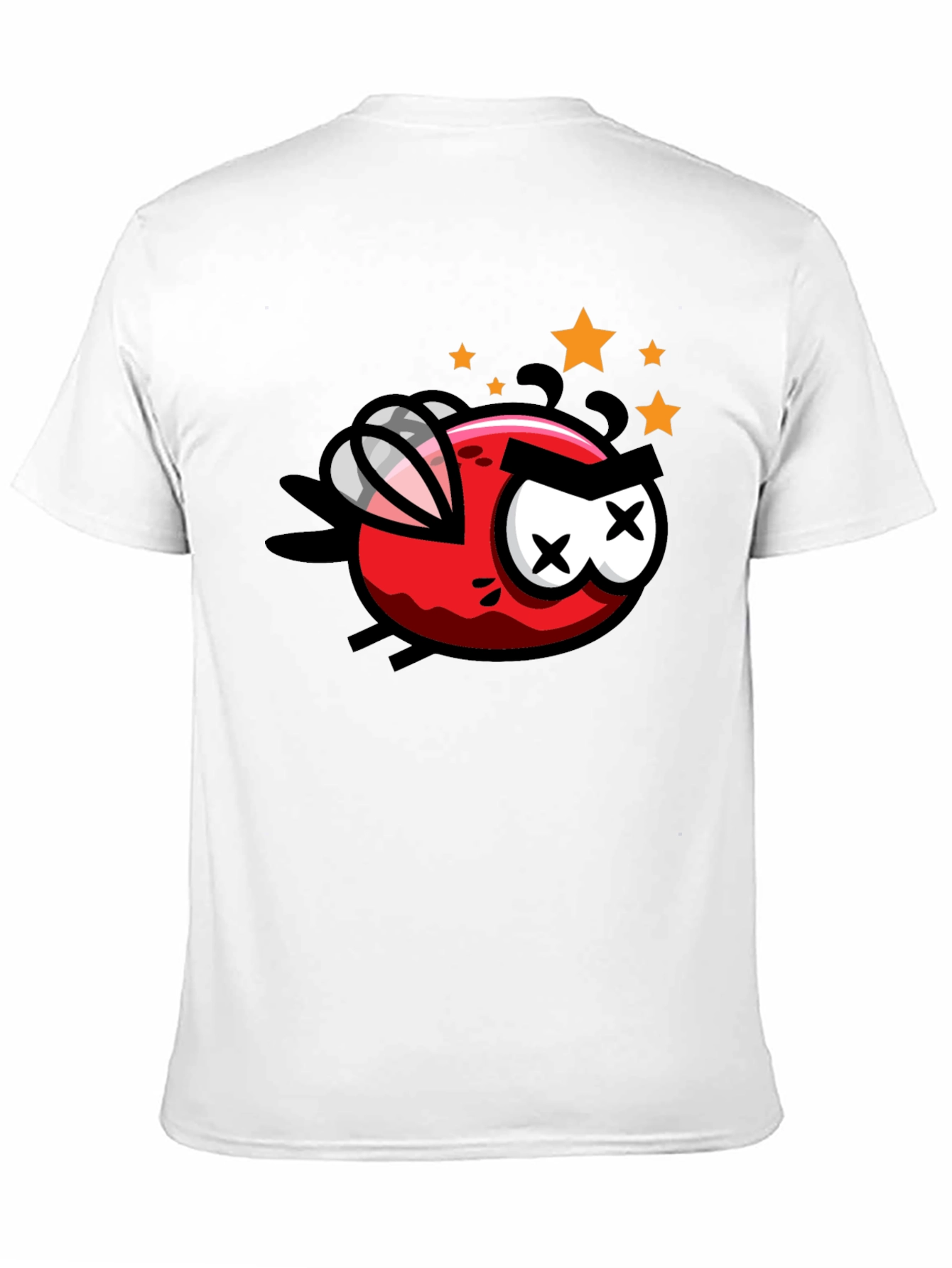 Cartoon Angry Fly Graphic Tee - Black Cotton