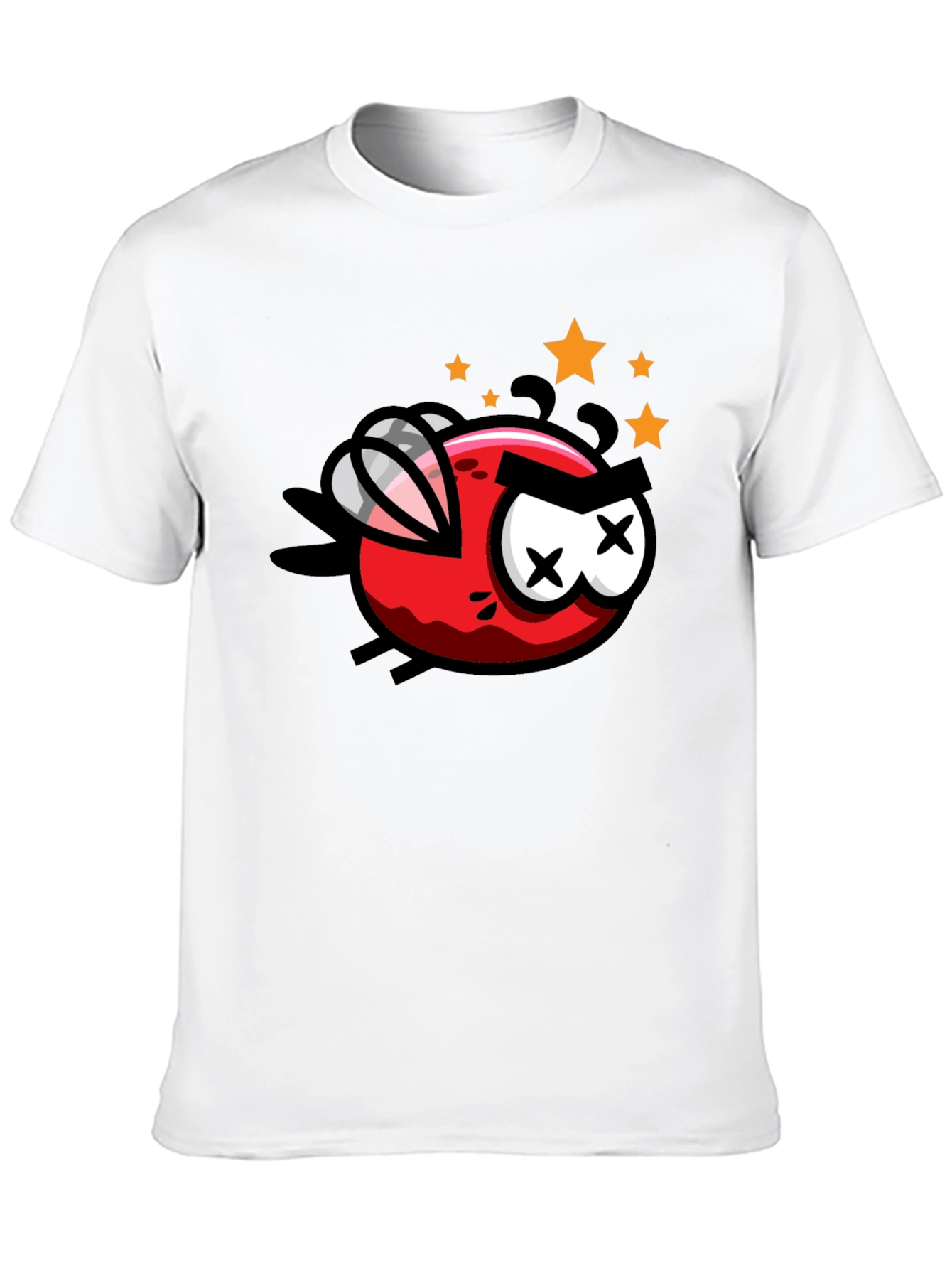 Cartoon Angry Fly Graphic Tee - Black Cotton